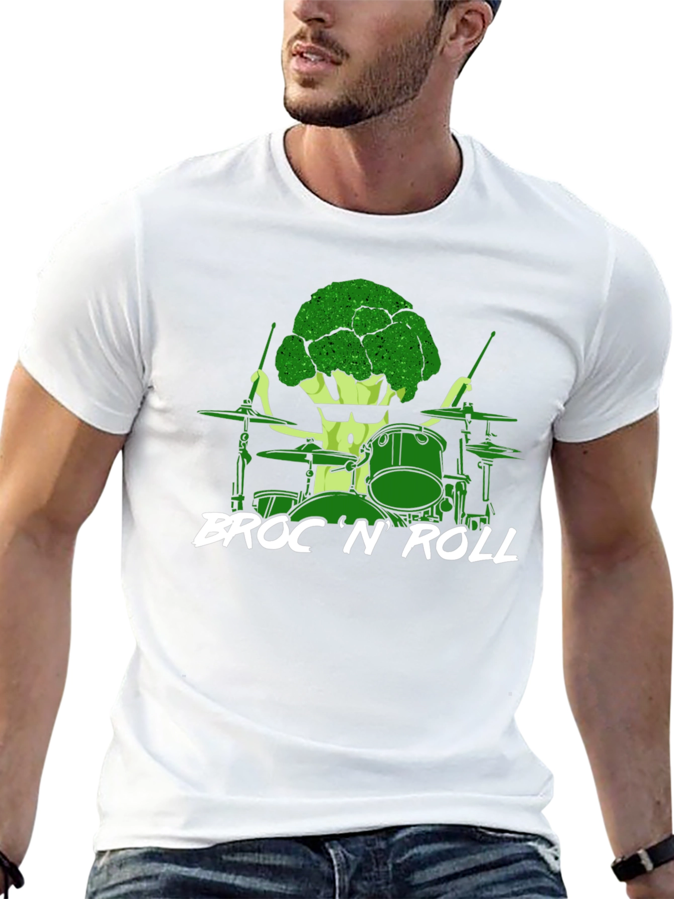 Broccoli Drummer T-Shirt - Broc N Roll Band Tee