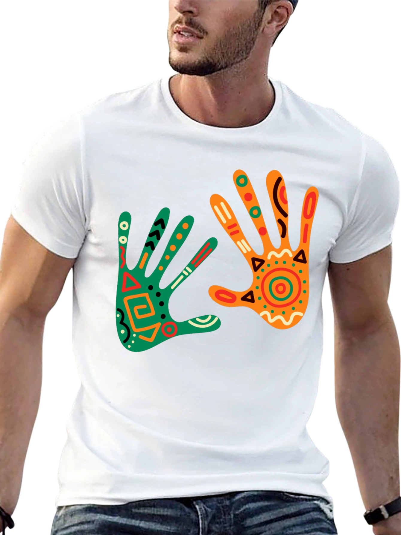 Tribal Hand Print Tee - Unique Design
