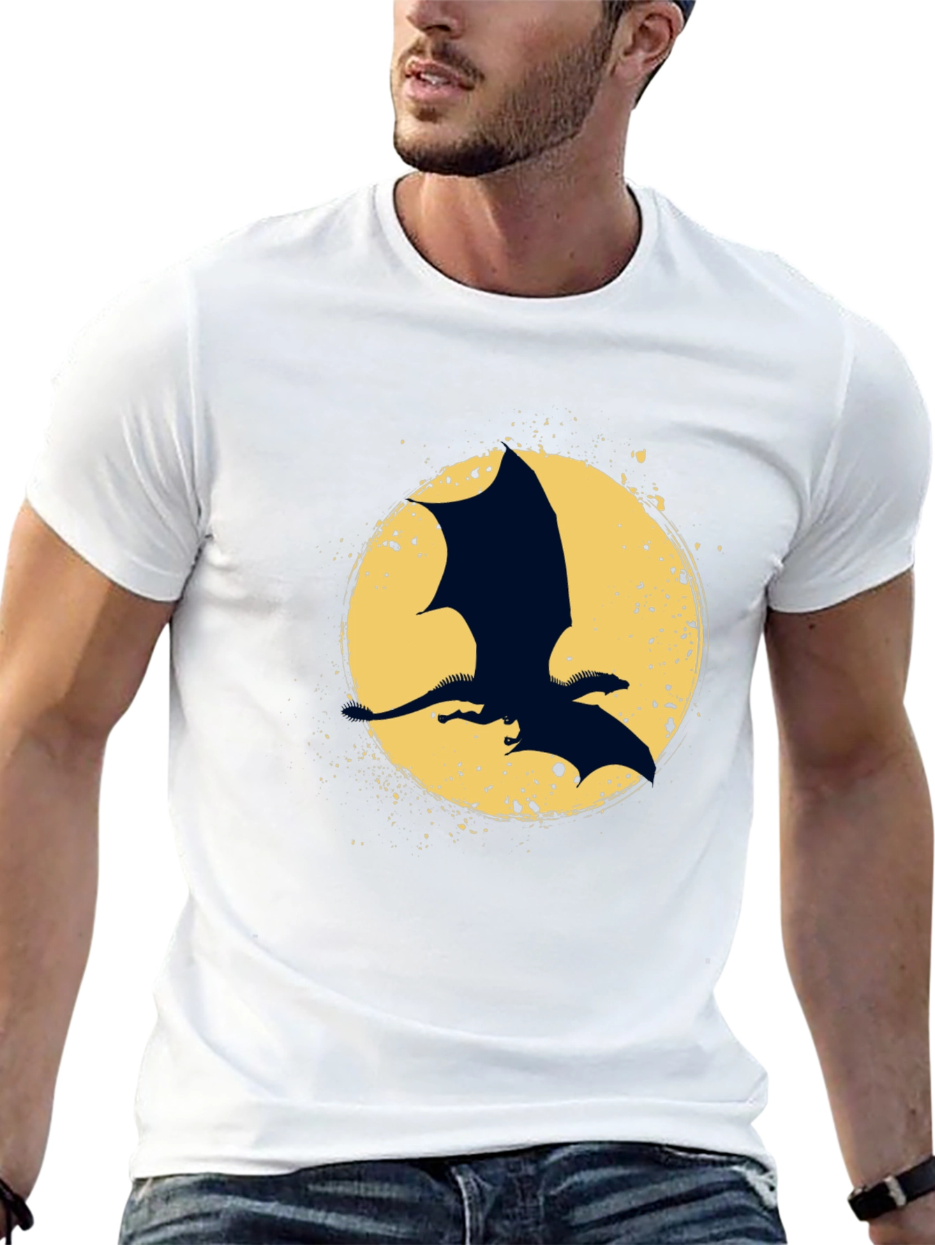 Dragon Silhouette Graphic Tee - Black