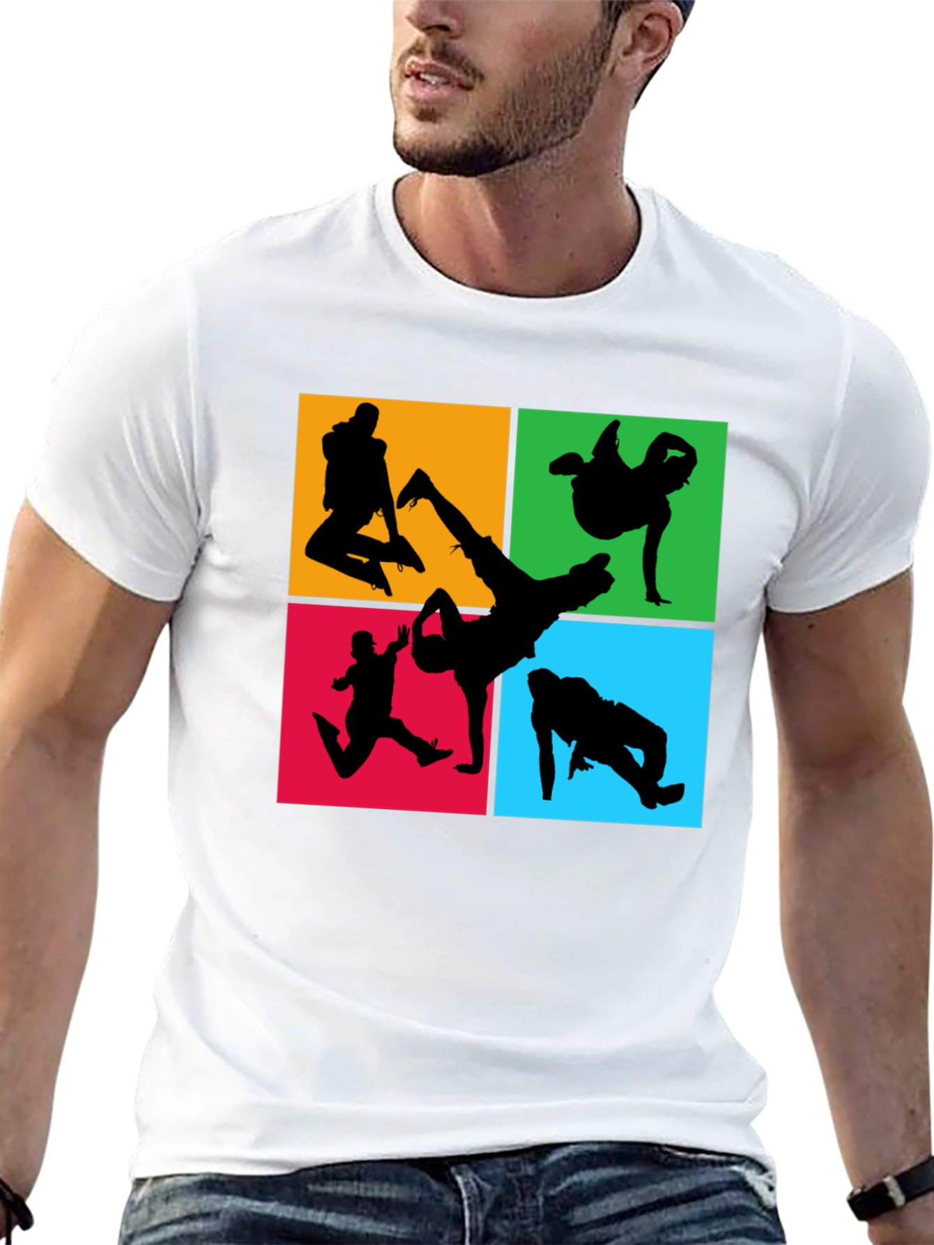 Breakdance Silhouette Graphic Tee - Black Cotton