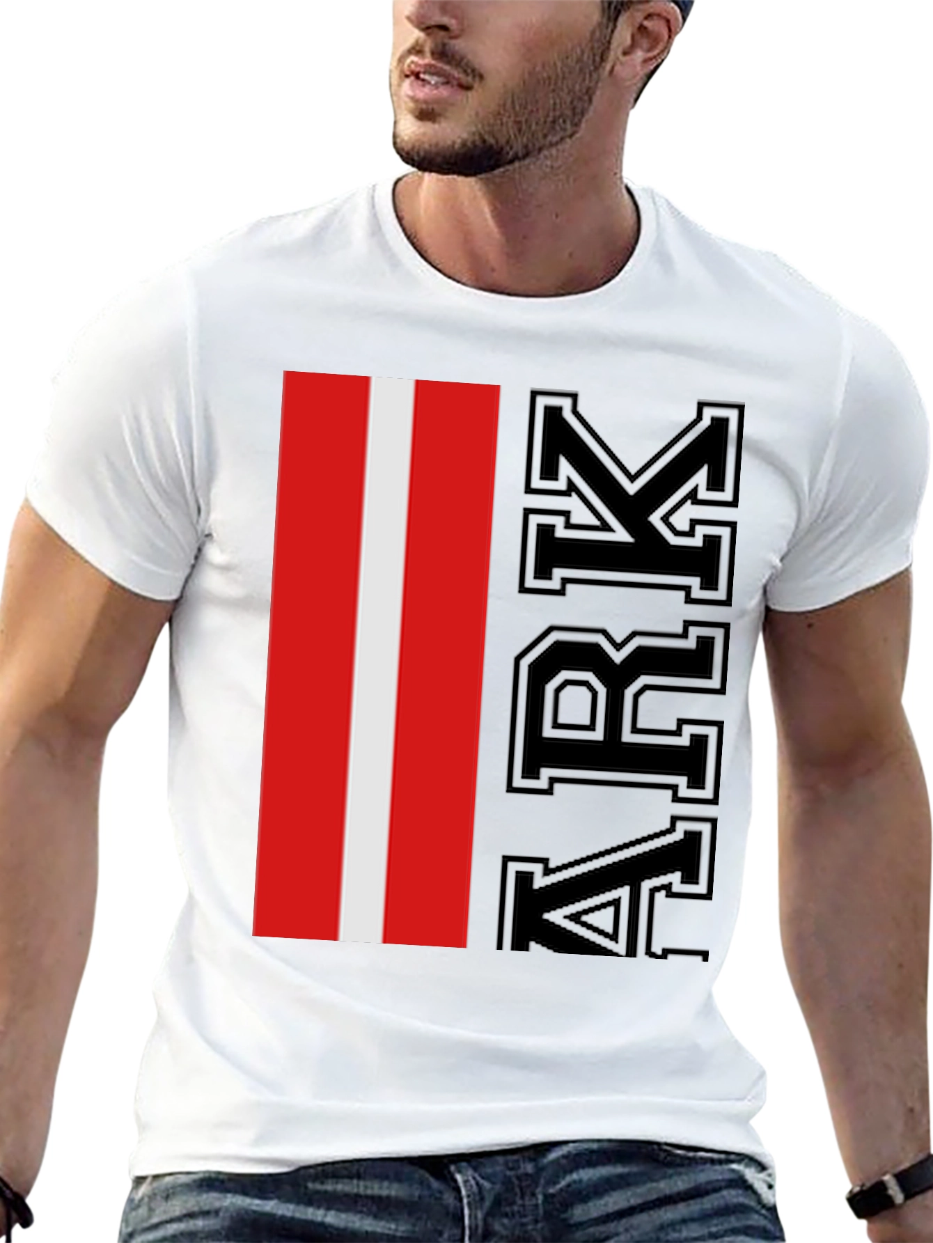 ARK Red & White Stripe Graphic T-Shirt