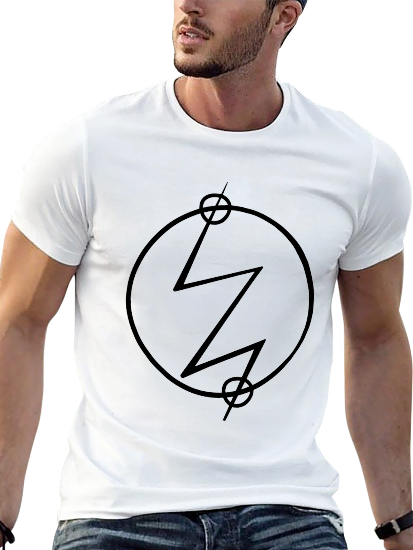 Geometric Circle Lightning Black T-Shirt