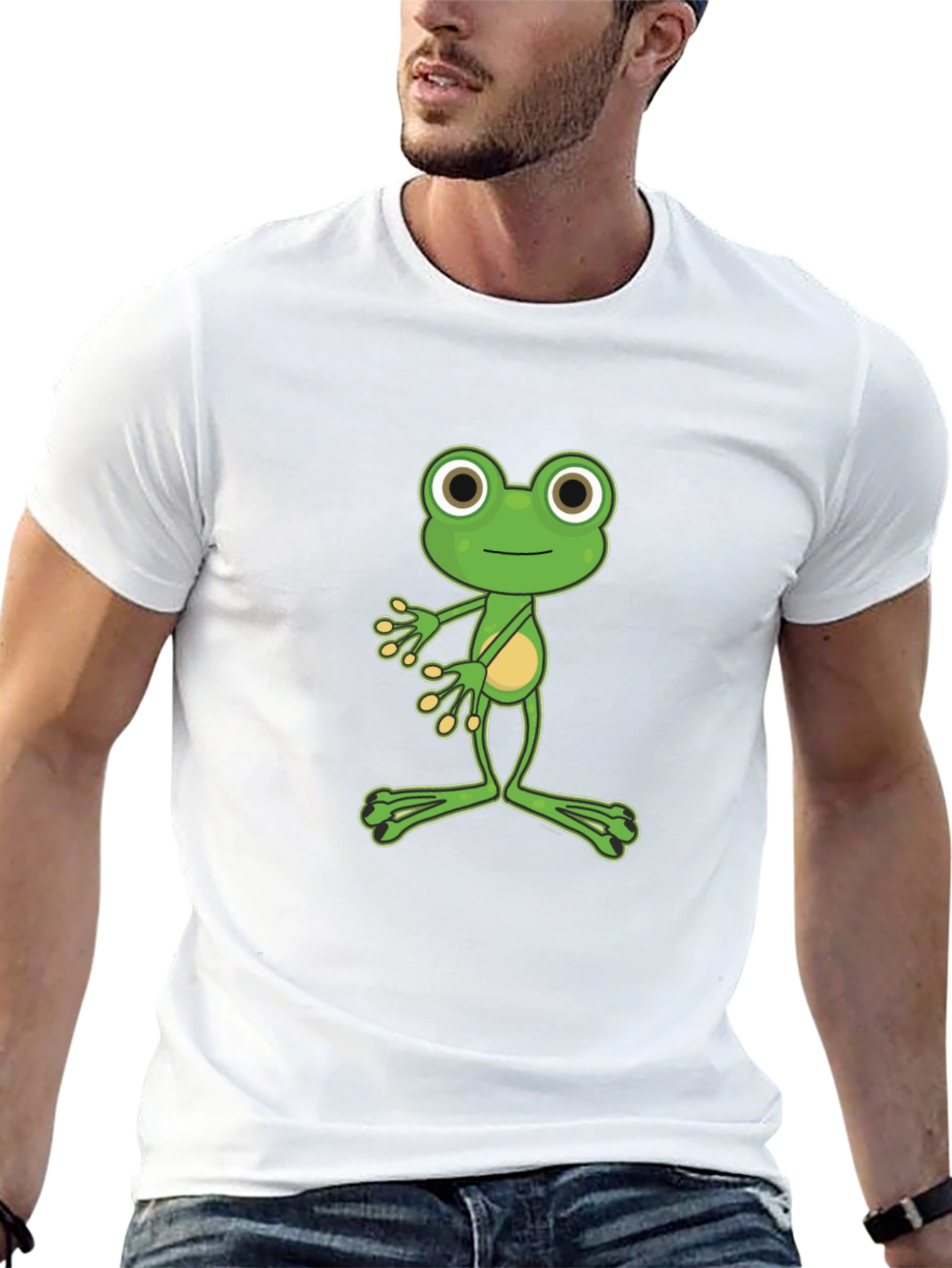 Funny Frog Graphic Tee - Black Cotton T-Shirt