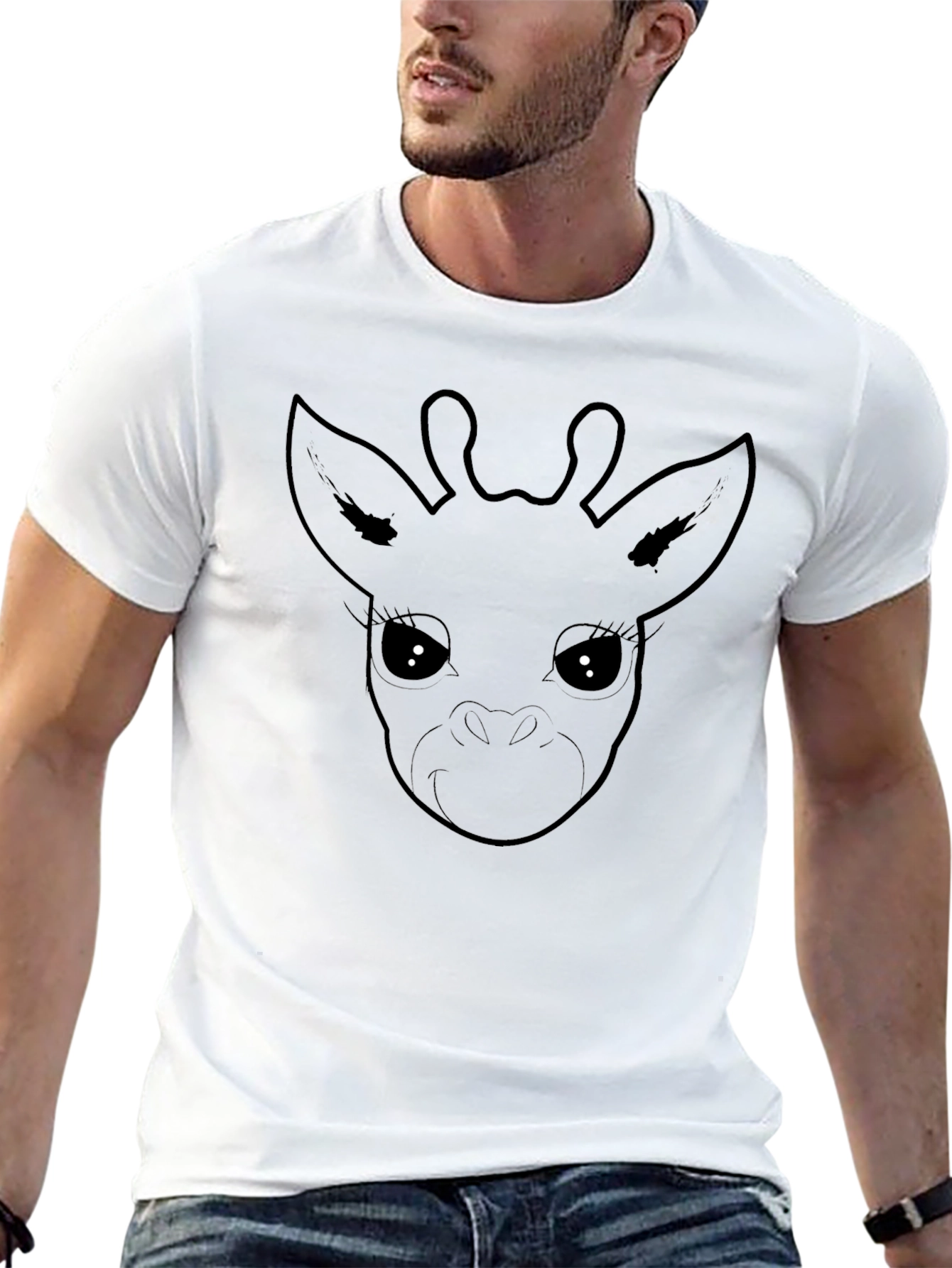 Cute Giraffe Graphic Tee - Black T-Shirt