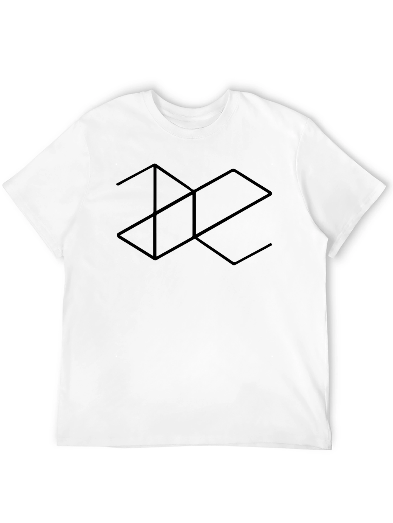 Geometric Line Art Black T-Shirt