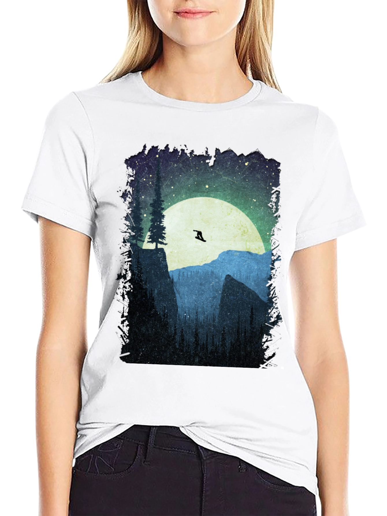 Mountain Scene Graphic Tee - Black