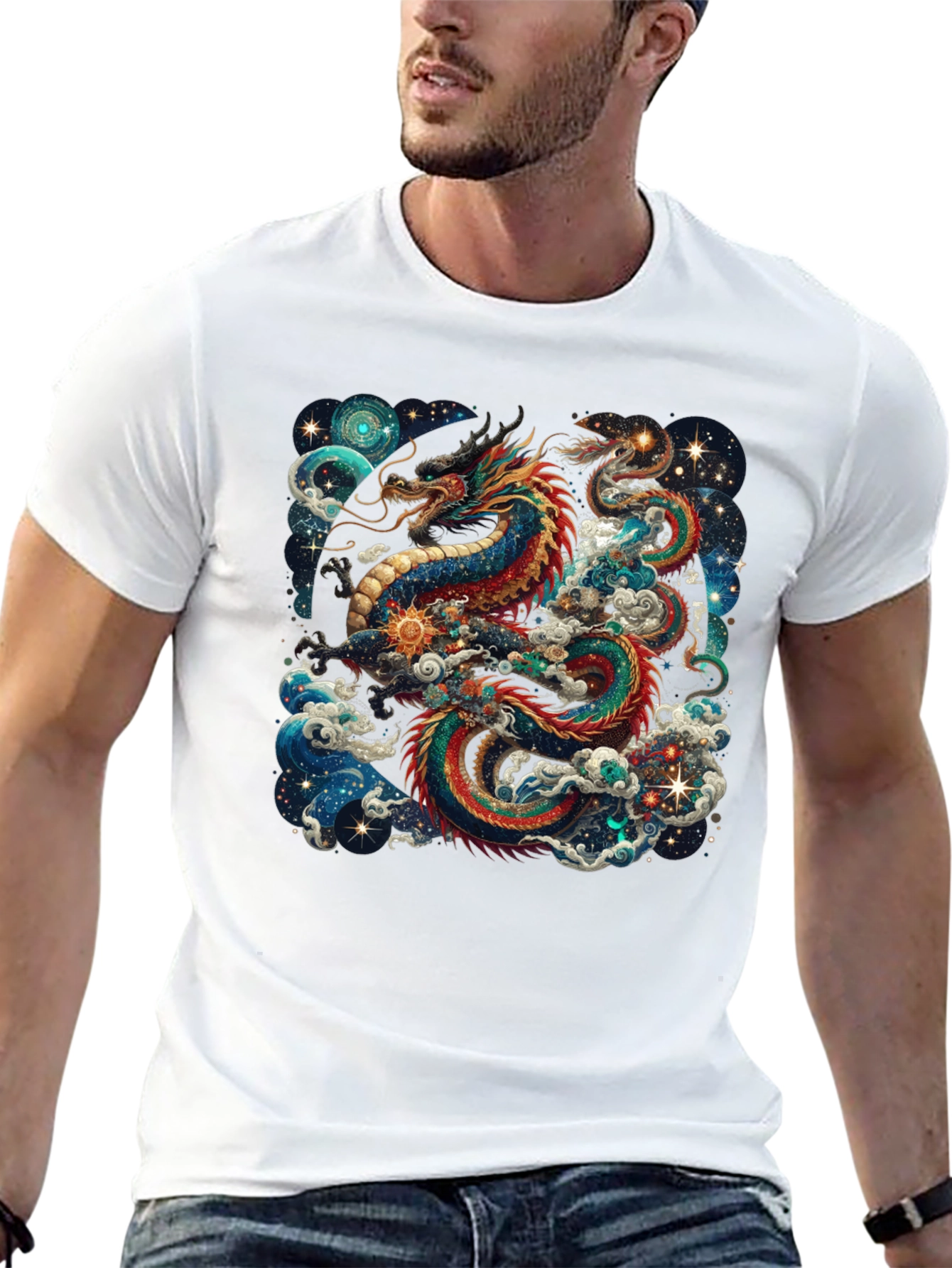 Celestial Dragon Graphic Tee - Cosmic Style