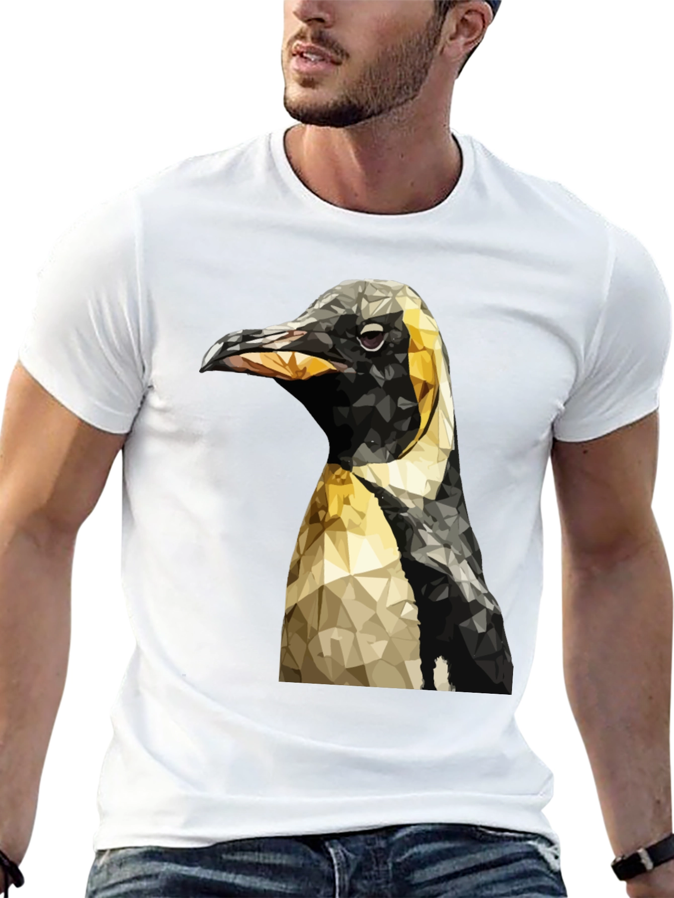 Geometric Penguin Graphic T-Shirt - Black