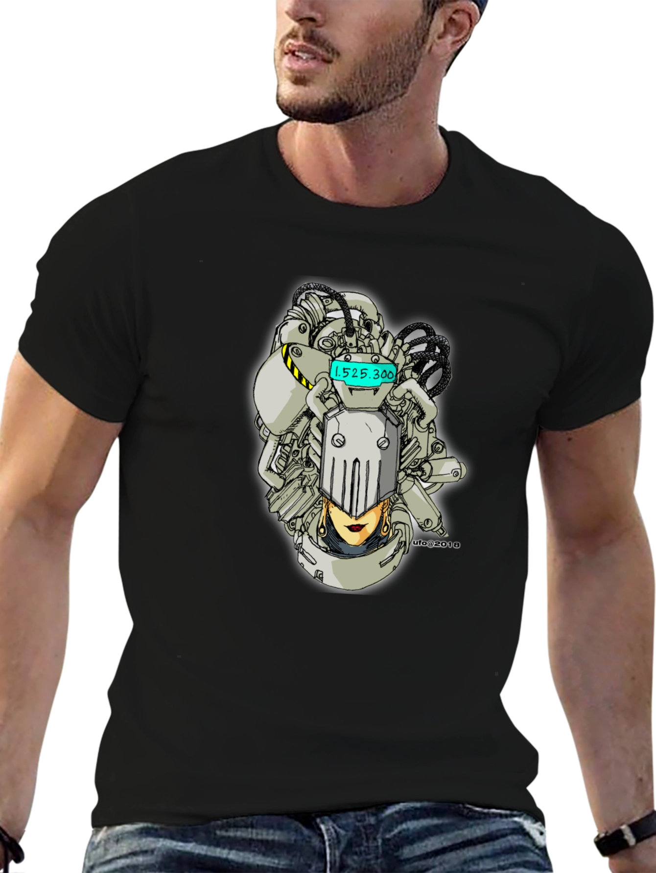 Cyberpunk Robot Woman Black T-Shirt
