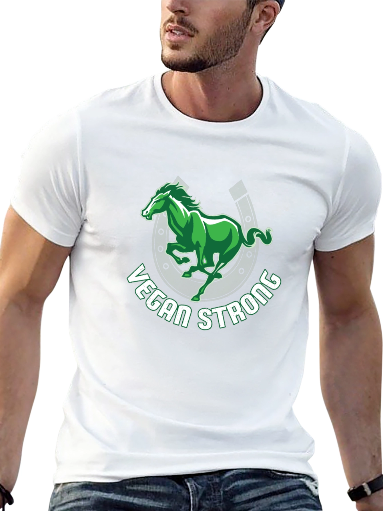 Vegan Strong Horse Graphic Tee - Black T-Shirt