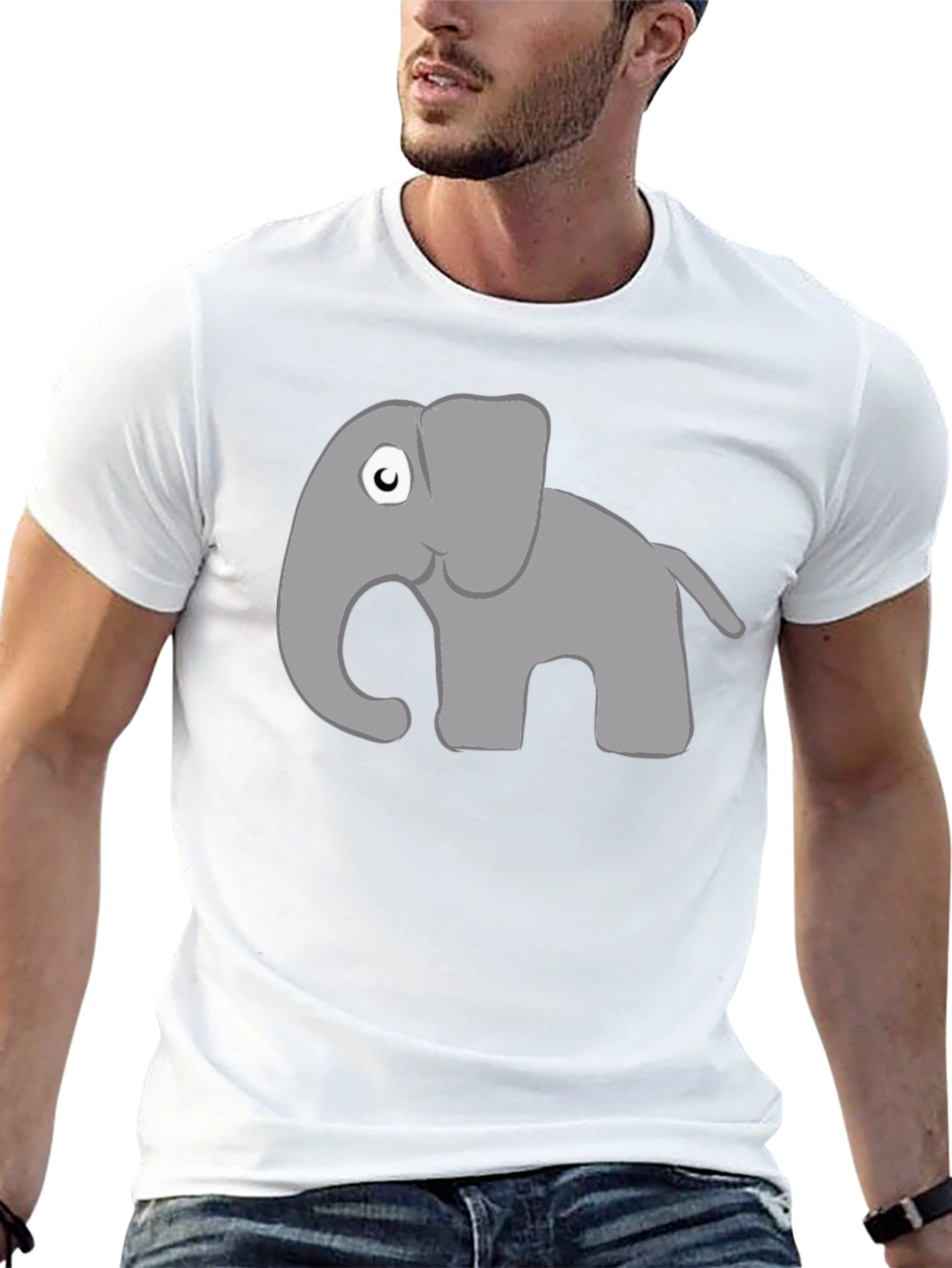 Cartoon Elephant Graphic Tee - Black