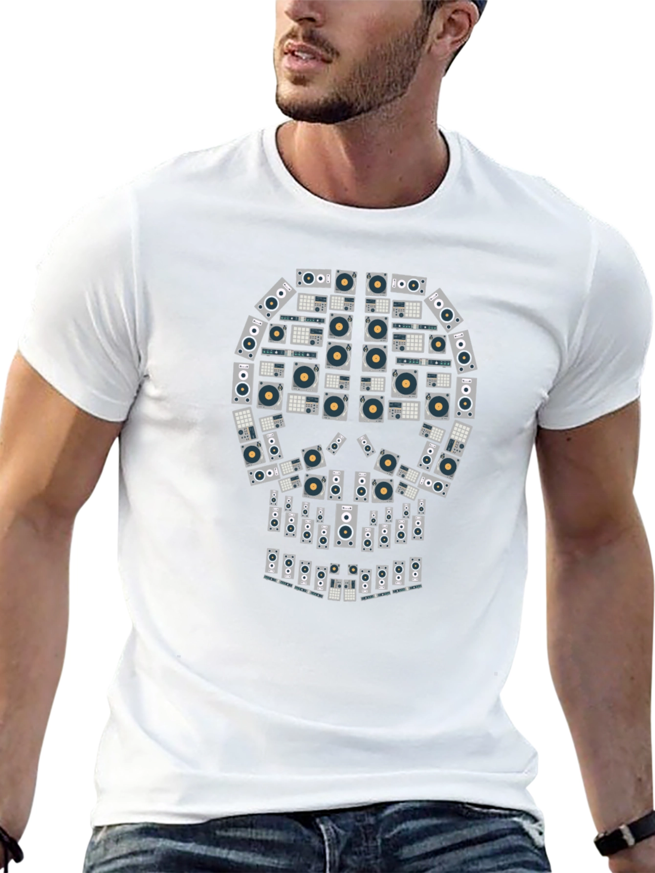 Skull Turntable Graphic Tee - DJ Music Lover T-Shirt