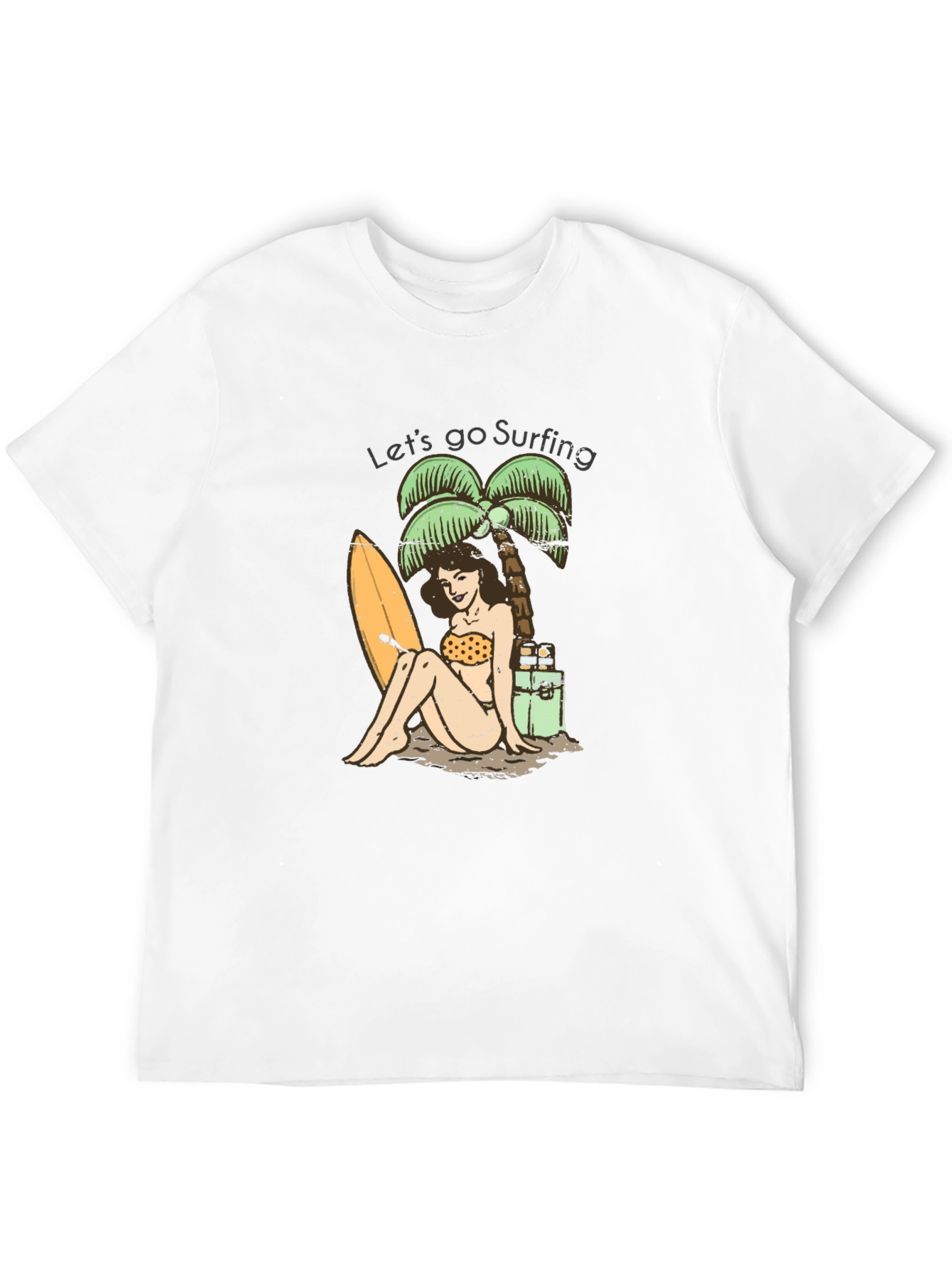 Lets Go Surfing Graphic Tee - Black Cotton T-Shirt