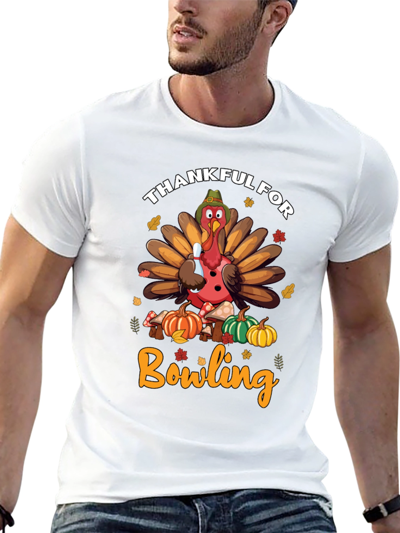 Thankful for Bowling Turkey Thanksgiving T-Shirt