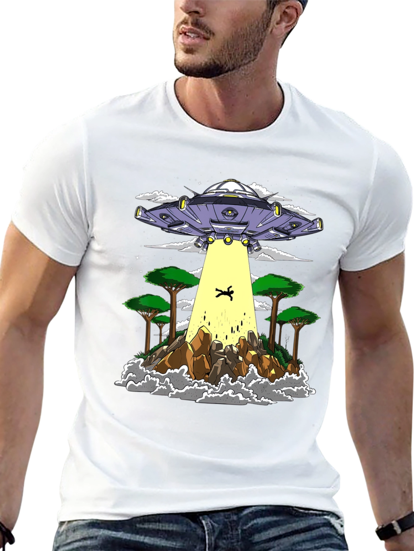 UFO Abduction Graphic Tee - Sci-Fi T-Shirt