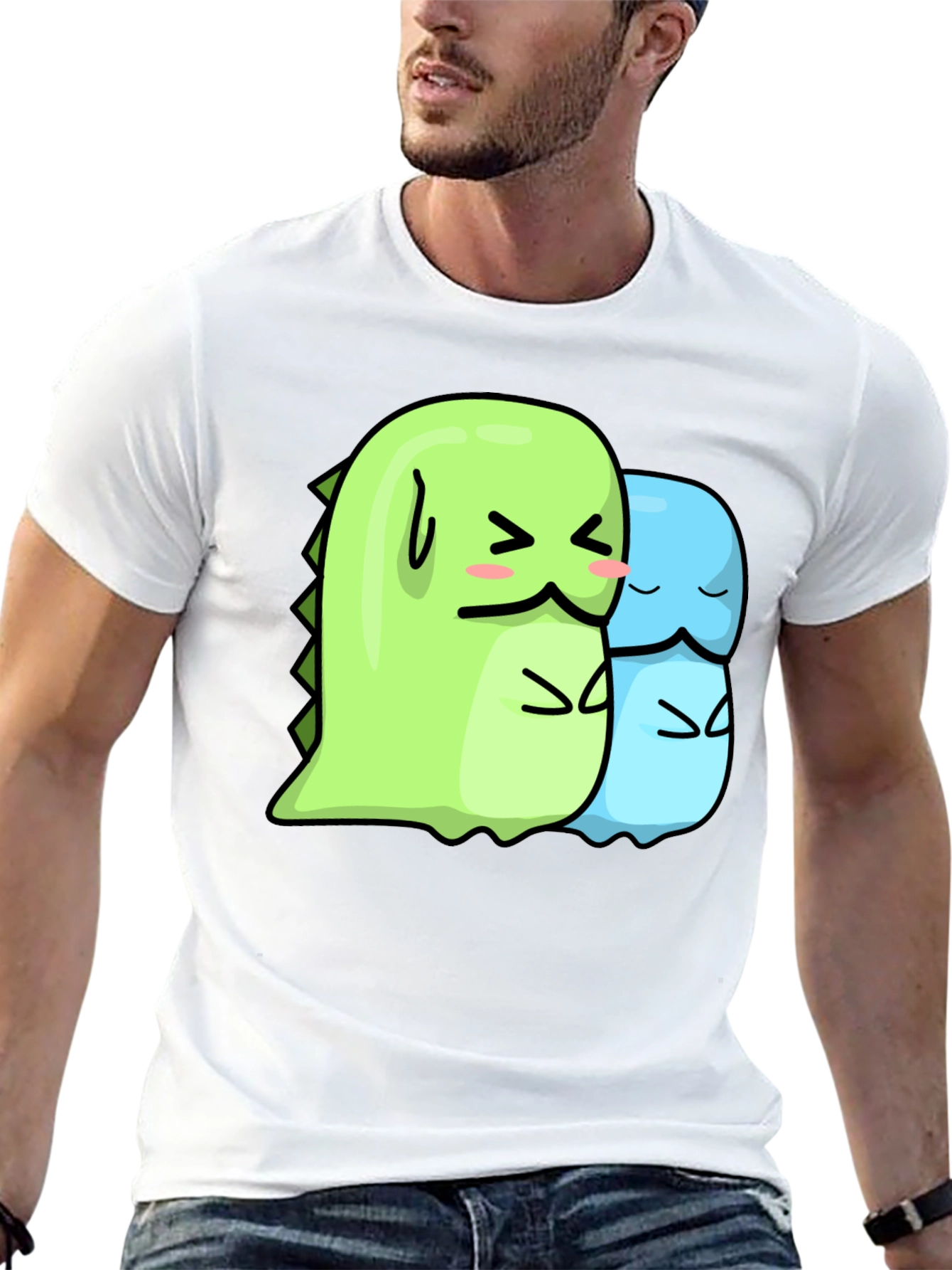Kawaii Dino Hugs Black T-Shirt