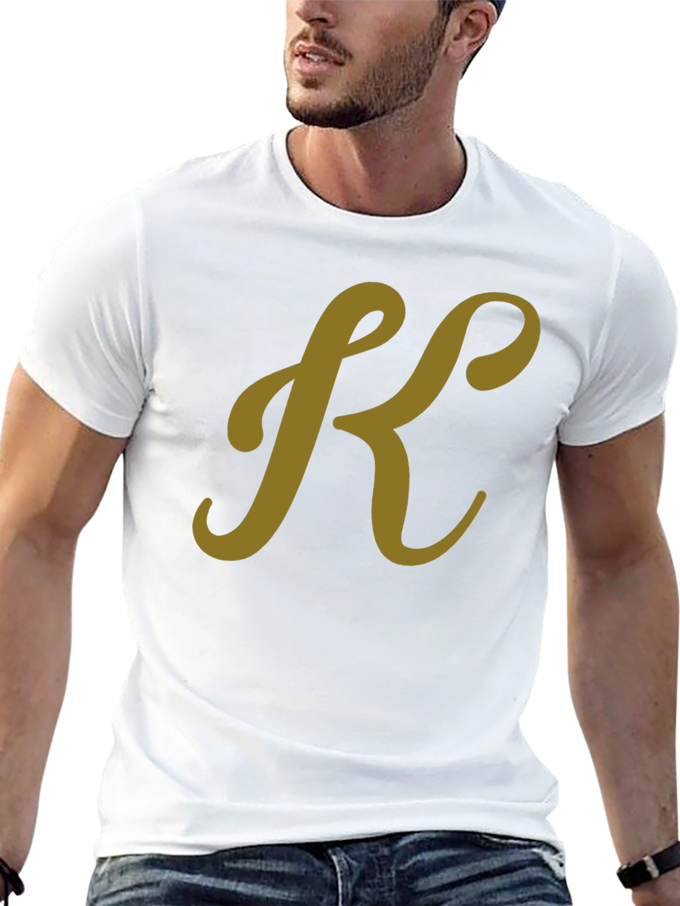 Stylish Black T-Shirt with Gold K Initial