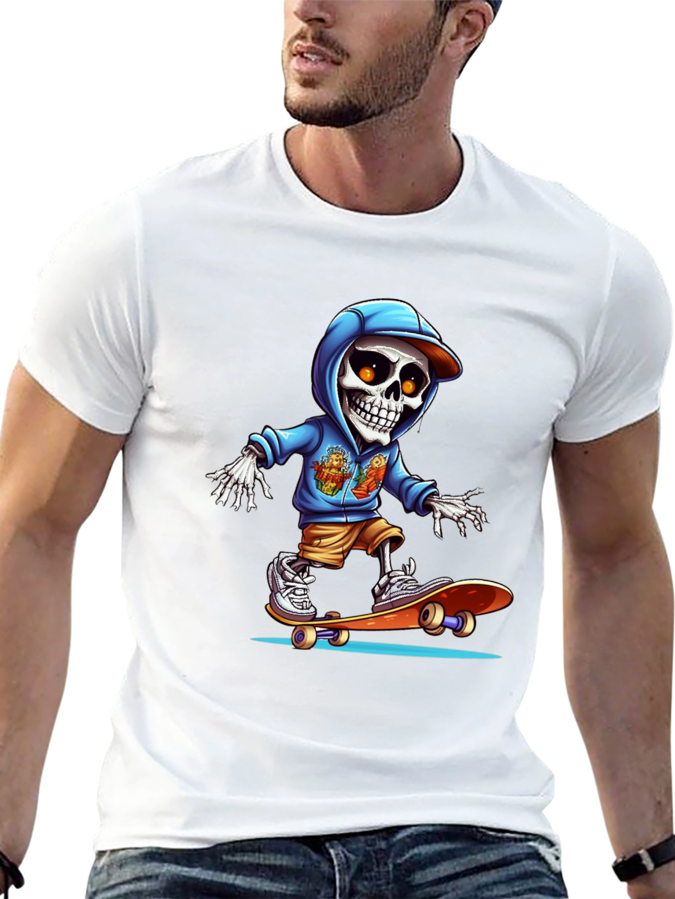 Skateboarding Skeleton Graphic Tee