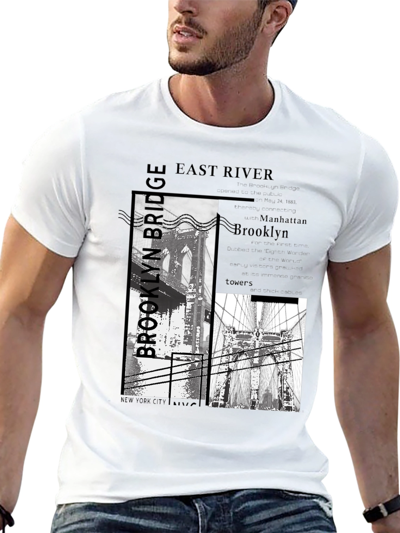 Brooklyn Bridge Graphic Print Black T-Shirt