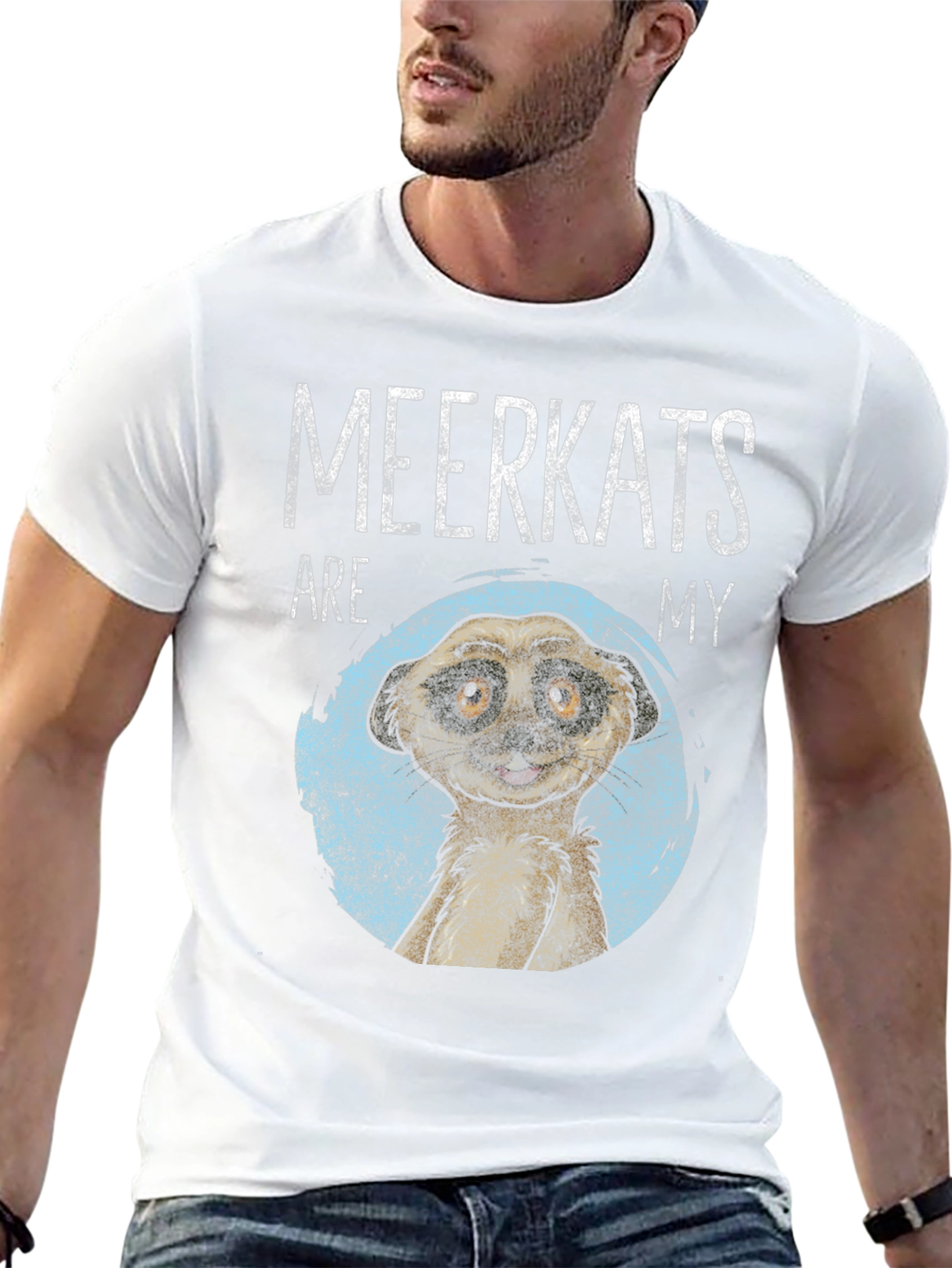 Meerkat Graphic Tee - Mens Black Crew Neck T-Shirt