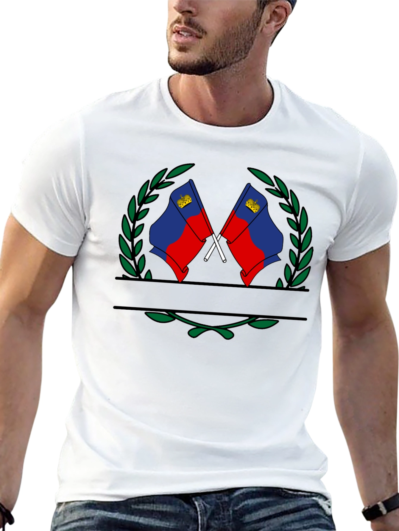 Liechtenstein Flag Crest Black T-Shirt