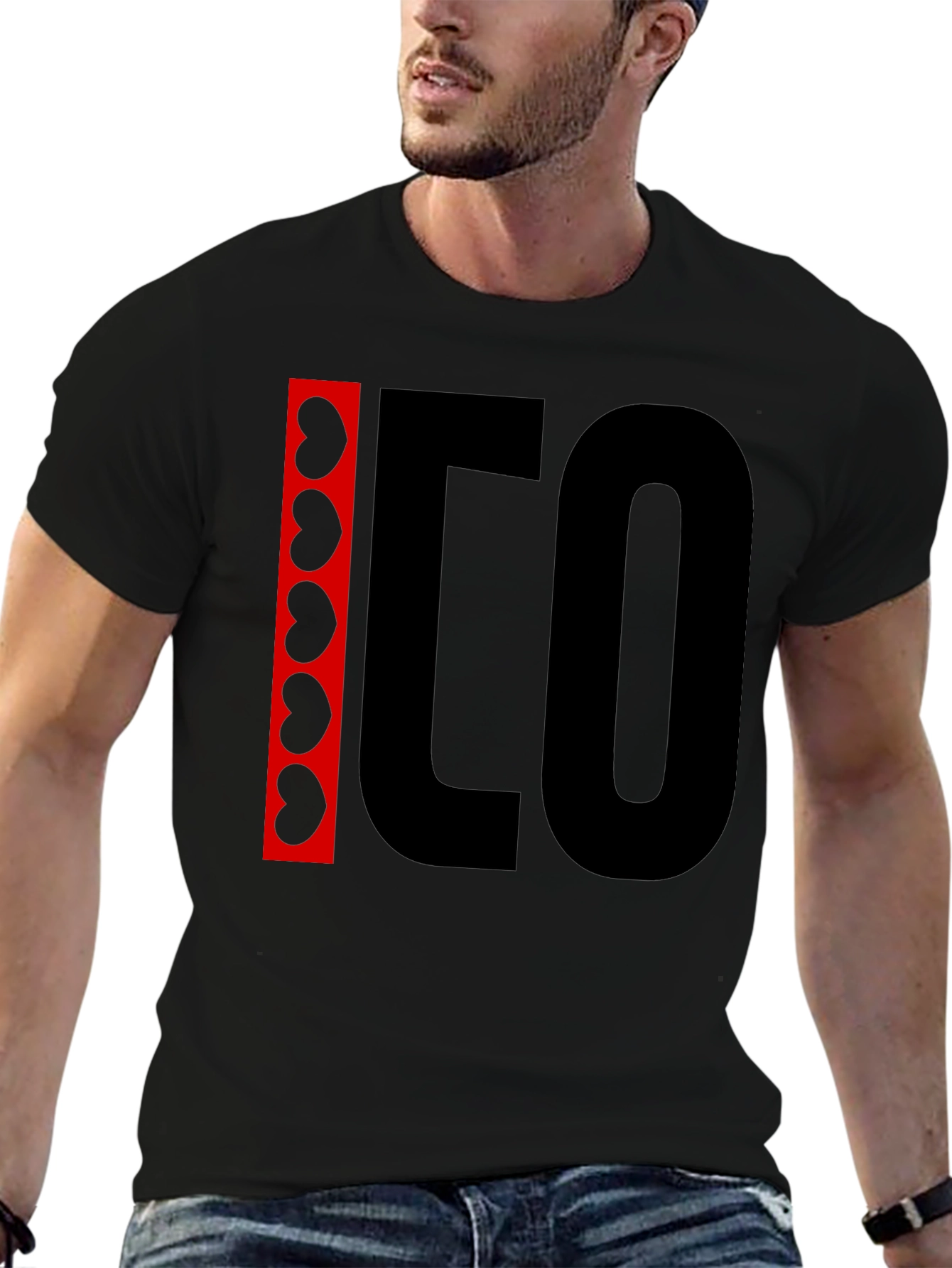 Black Graphic Tee - Bean and Letter Design