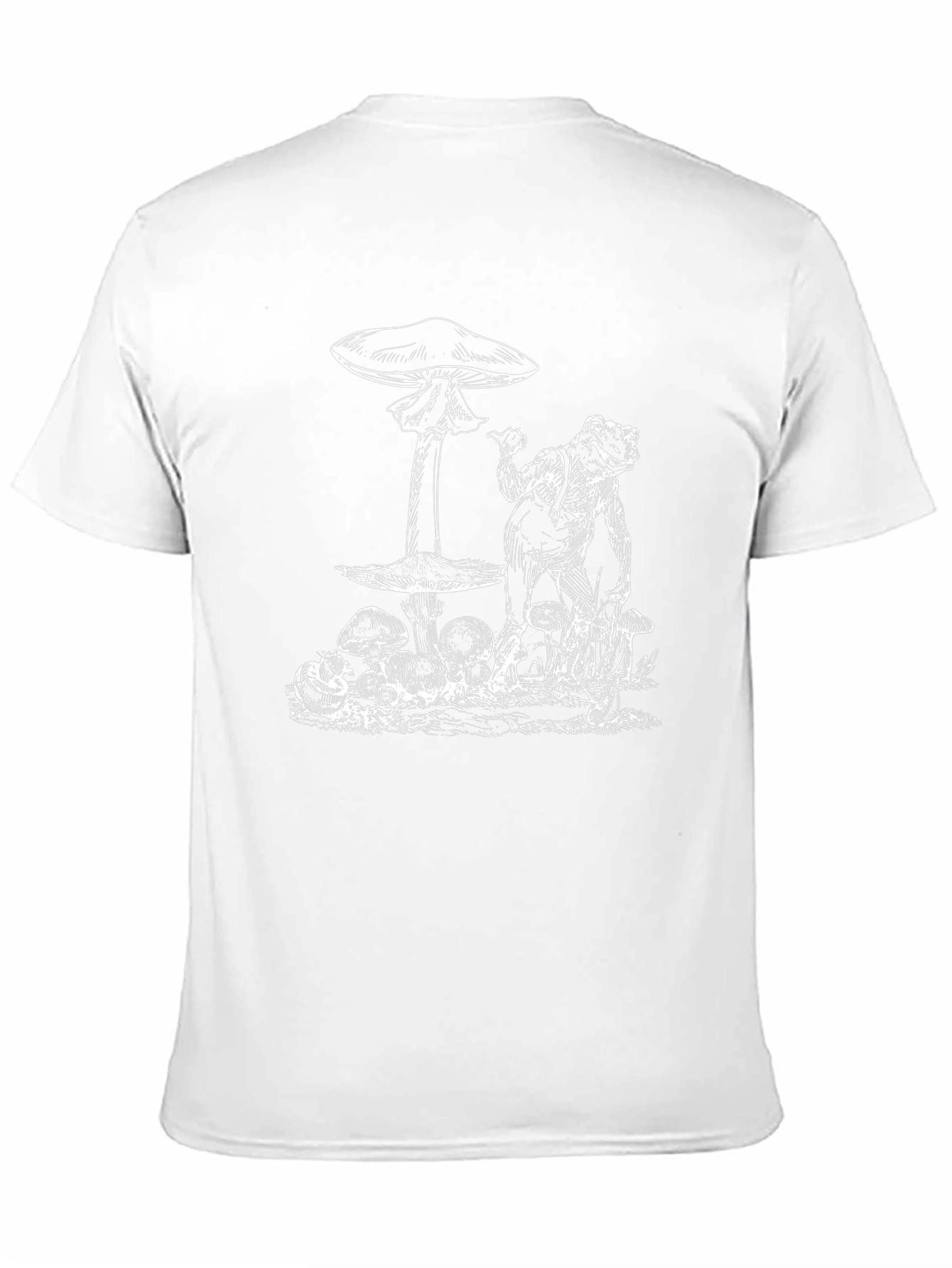 Frog & Mushroom Graphic Tee - Black Cotton T-Shirt