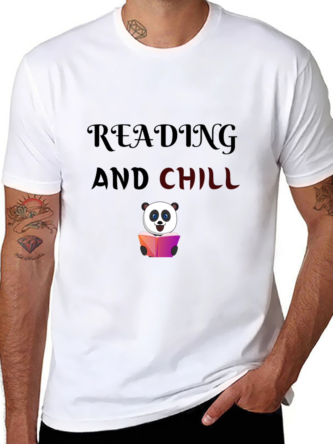 Reading Panda T-Shirt - Black Cotton Tee