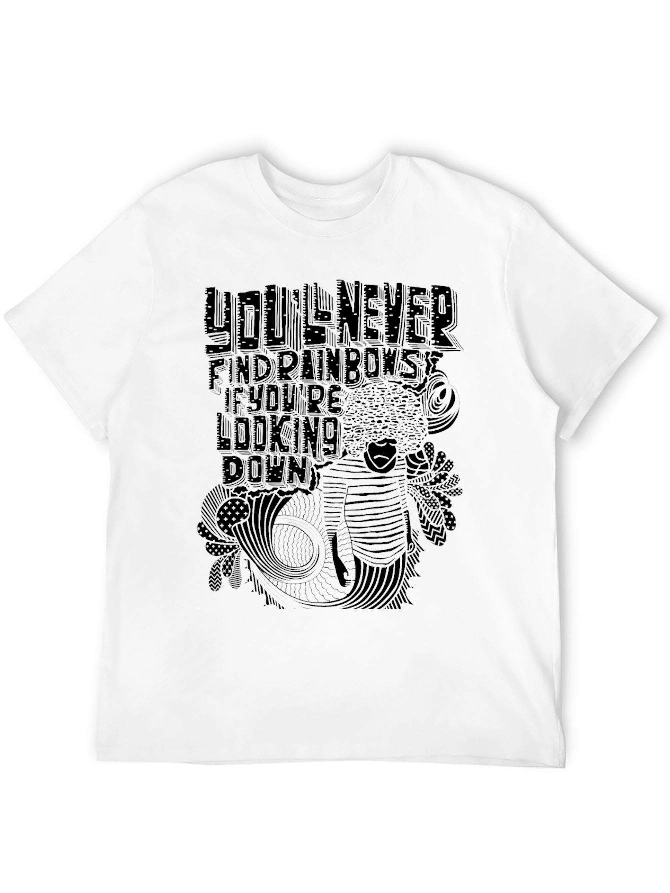 Black Graphic Tee - Rainbows Quote