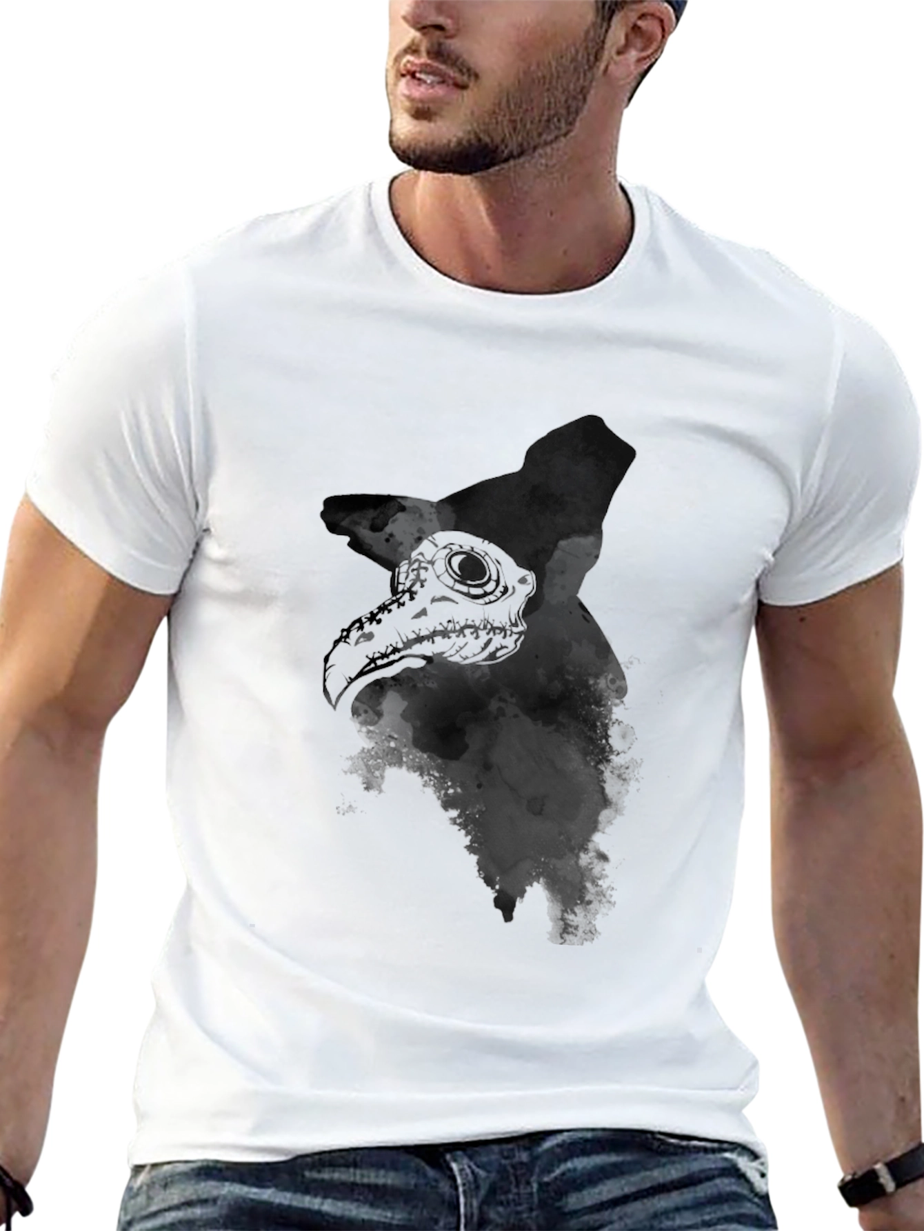 Plague Doctor Graphic Tee - Black Cotton Blend