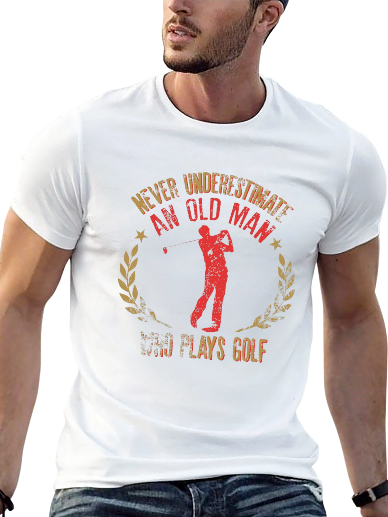 Never Underestimate Old Man Golf T-Shirt