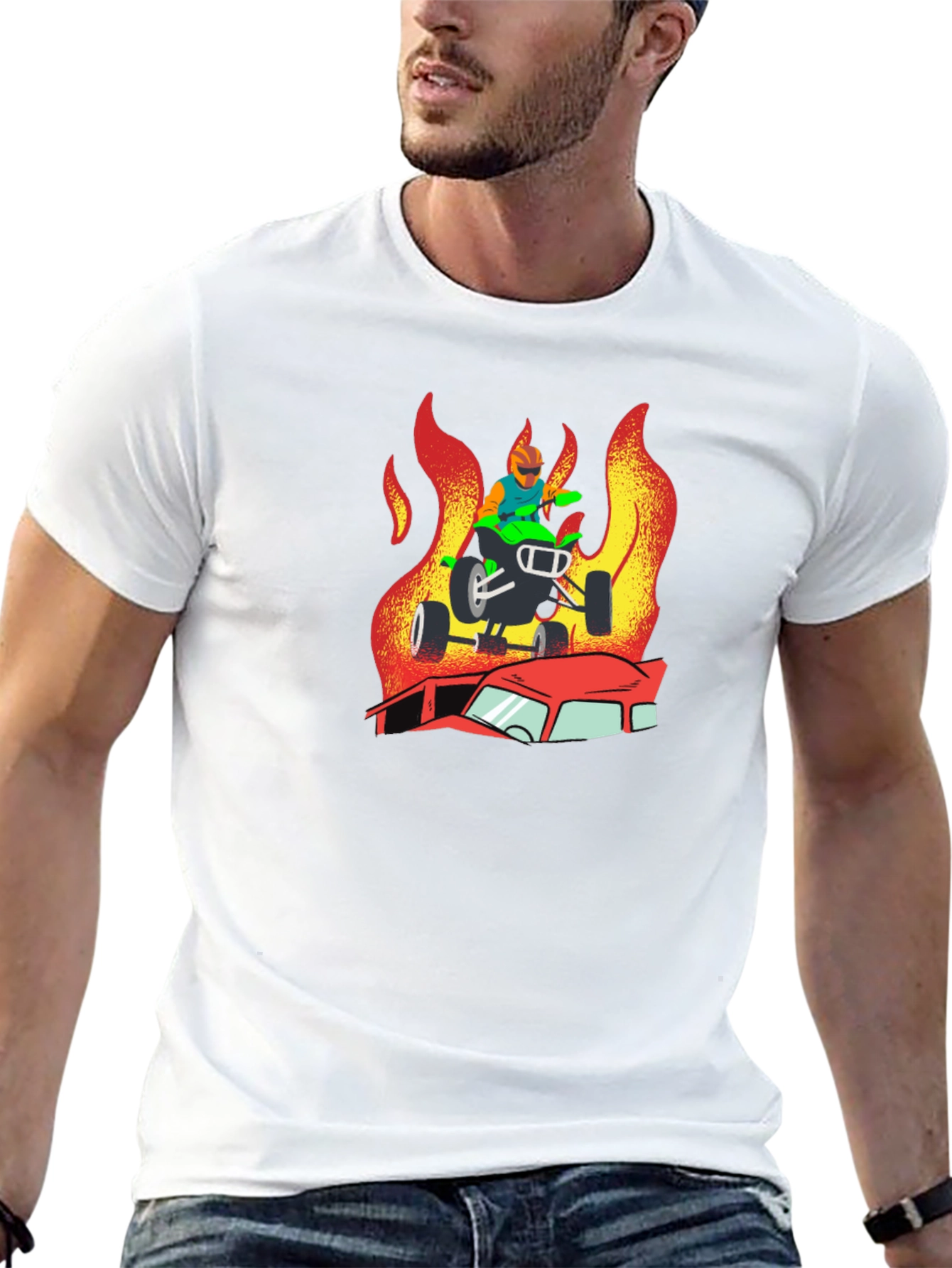 Fiery ATV Rider Graphic T-Shirt