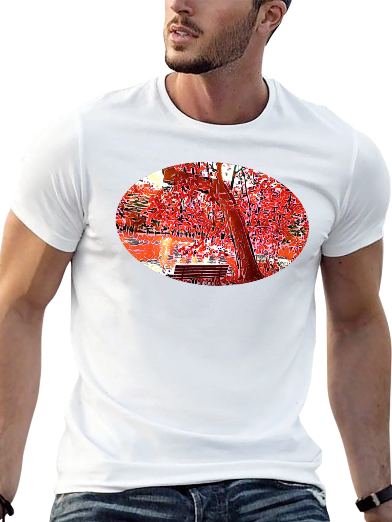 Park Scene Graphic Black T-Shirt