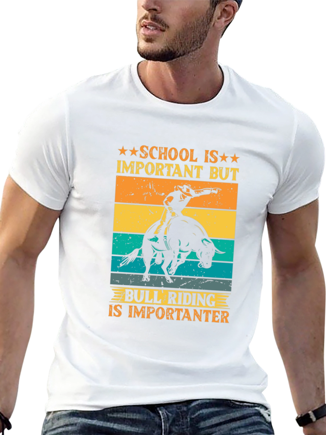 Bull Riding T-Shirt: School Is Important But...