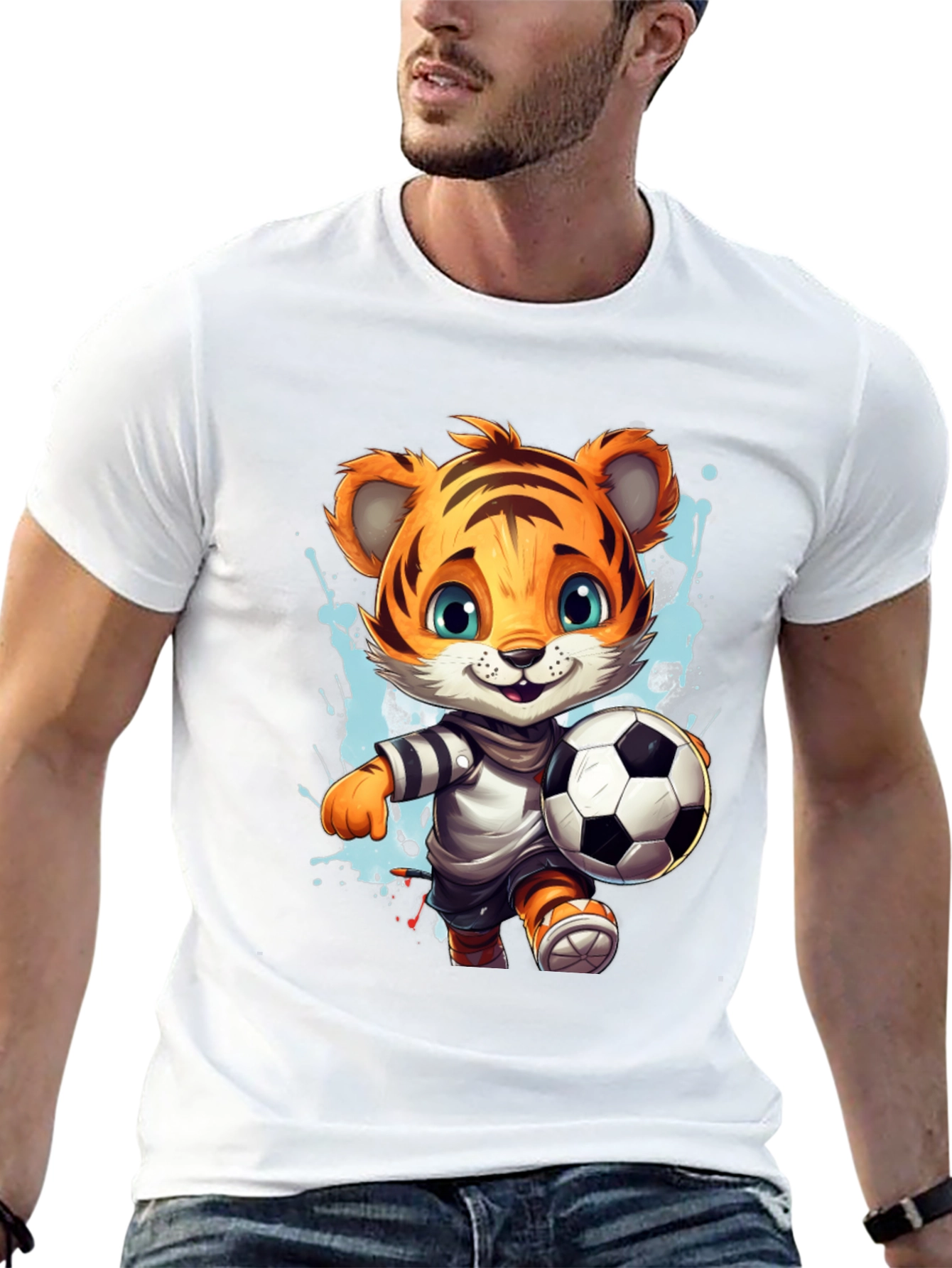 Tiger Soccer T-Shirt - Cute Cartoon Animal Tee