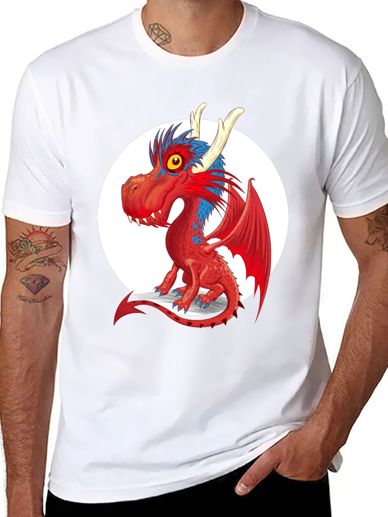 Dragon Graphic Tee - Black Cotton Blend