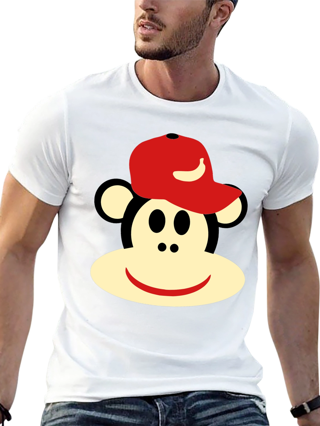 Monkey Face Graphic Tee - Casual Black T-Shirt