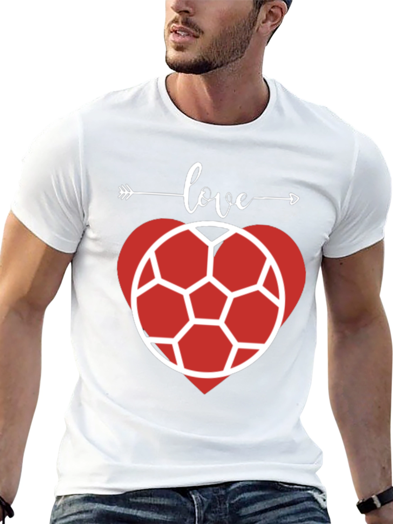 Love Soccer Heart T-Shirt - Black