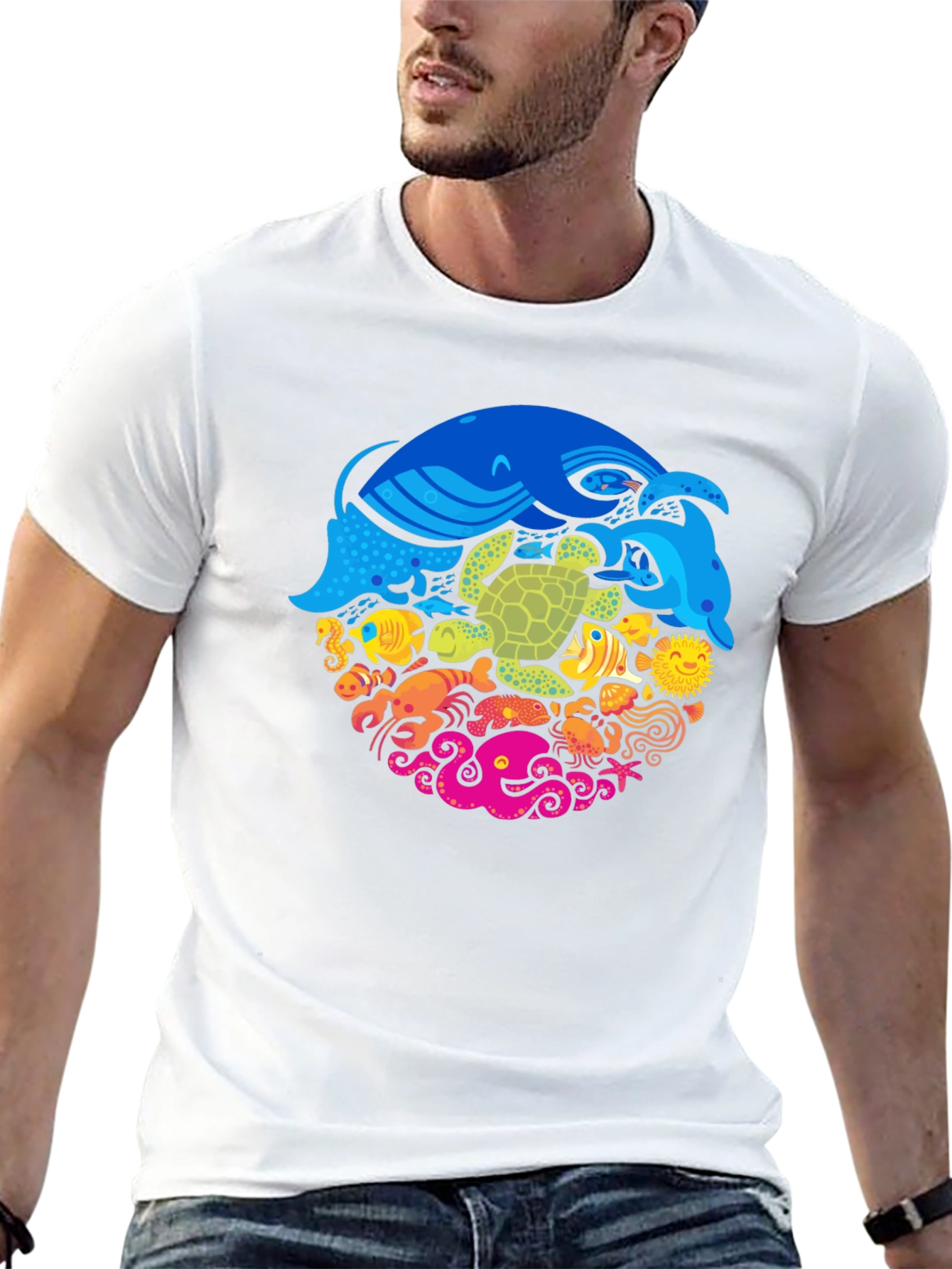 Ocean Life Graphic Tee - Black T-Shirt