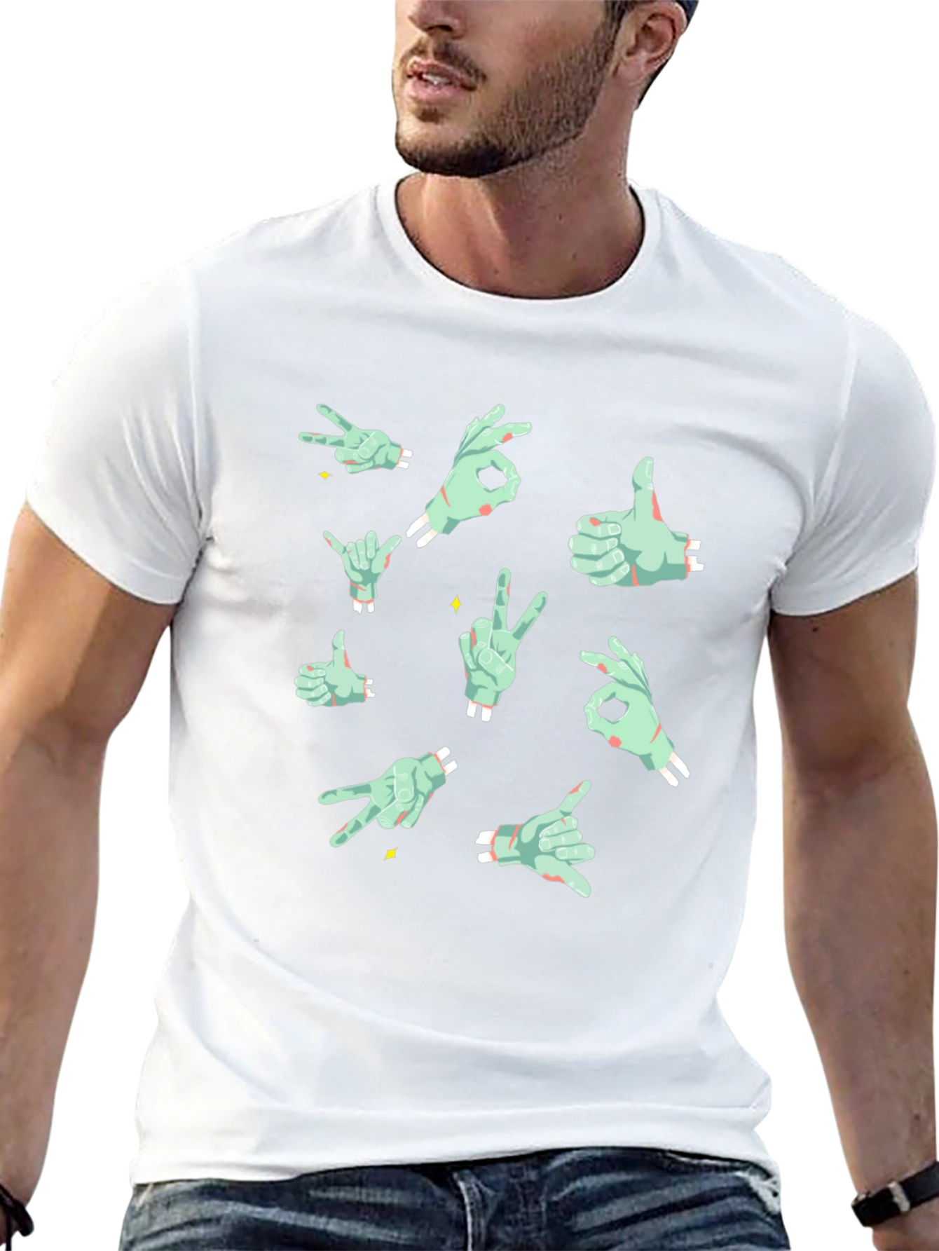 Zombie Hand Sign T-Shirt - Cool Graphic Tee