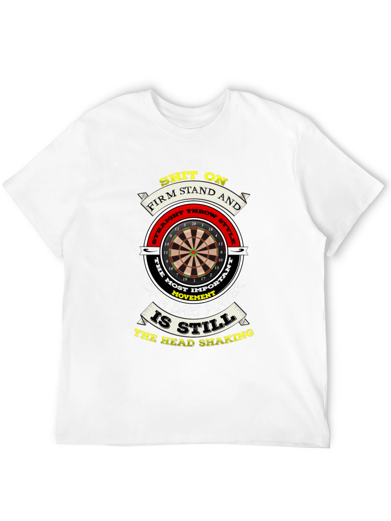 Funny Dart Player T-Shirt - Head Shaking Throw Style