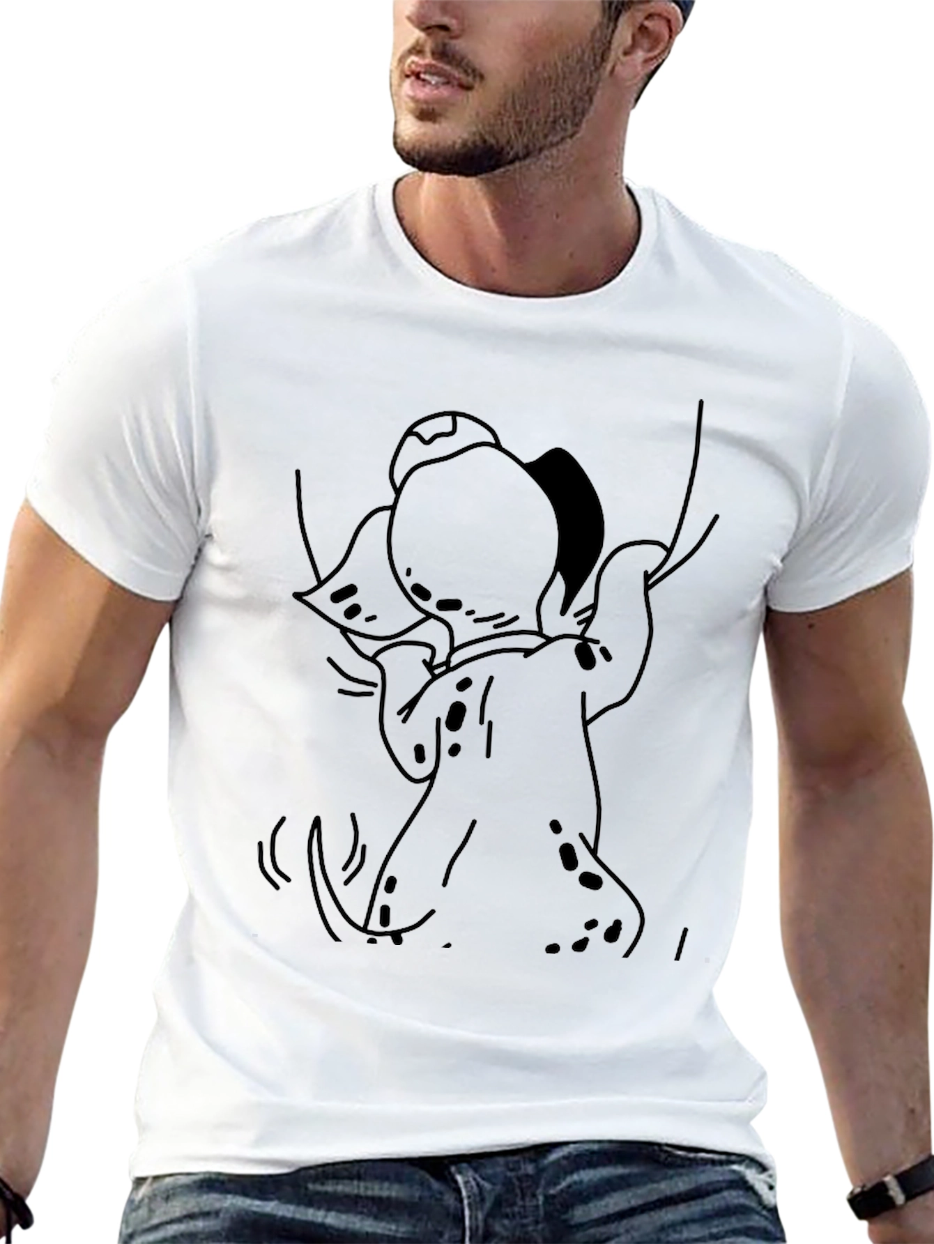 Cartoon Dog Graphic Black T-Shirt