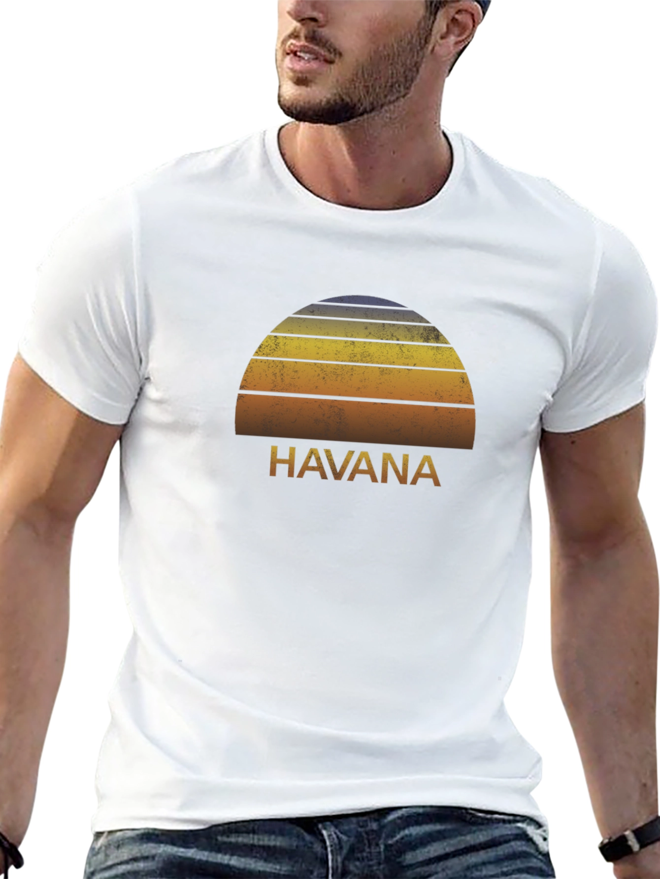 Havana Sunset Retro Graphic Tee - Black T-Shirt