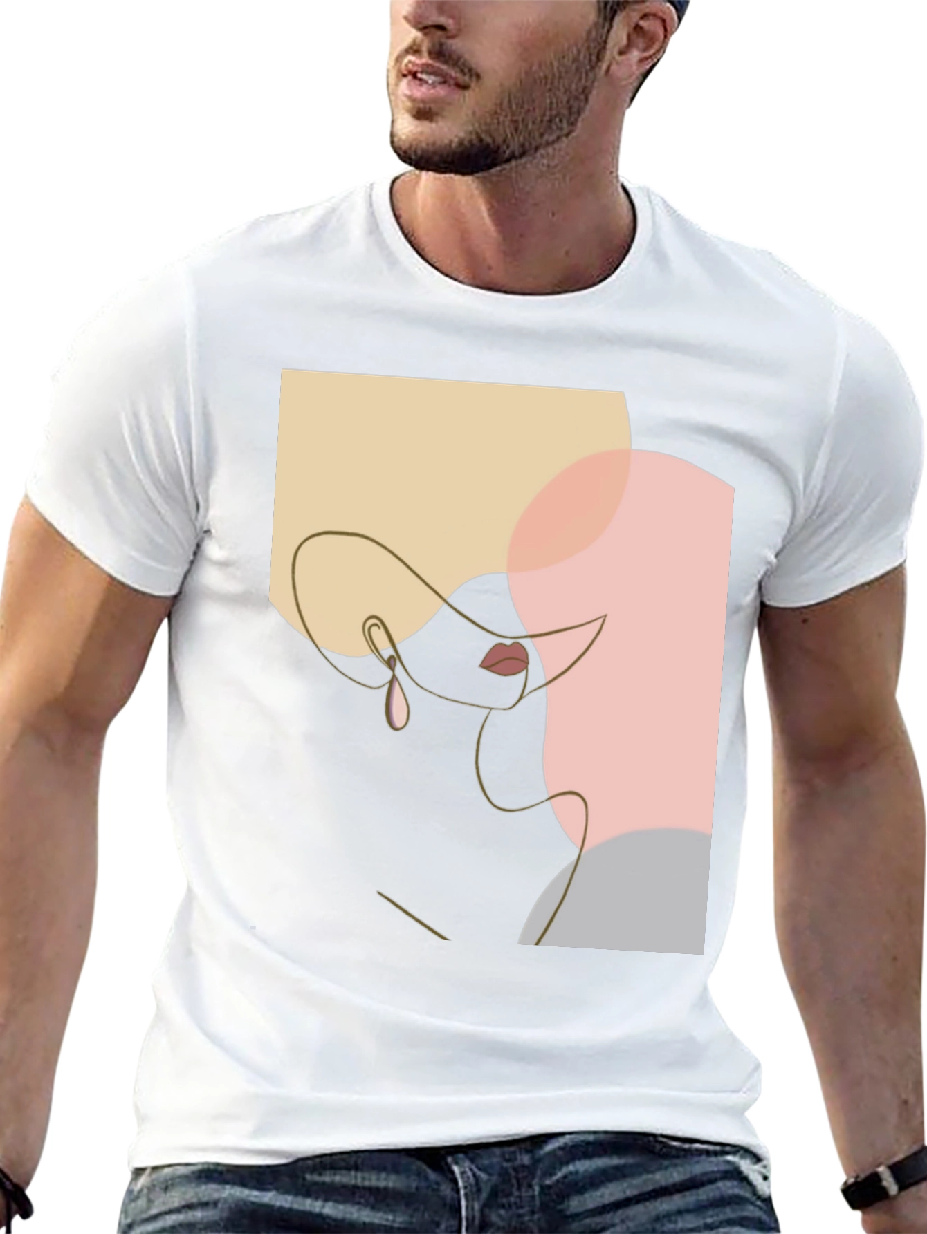 Abstract Face Line Art T-Shirt