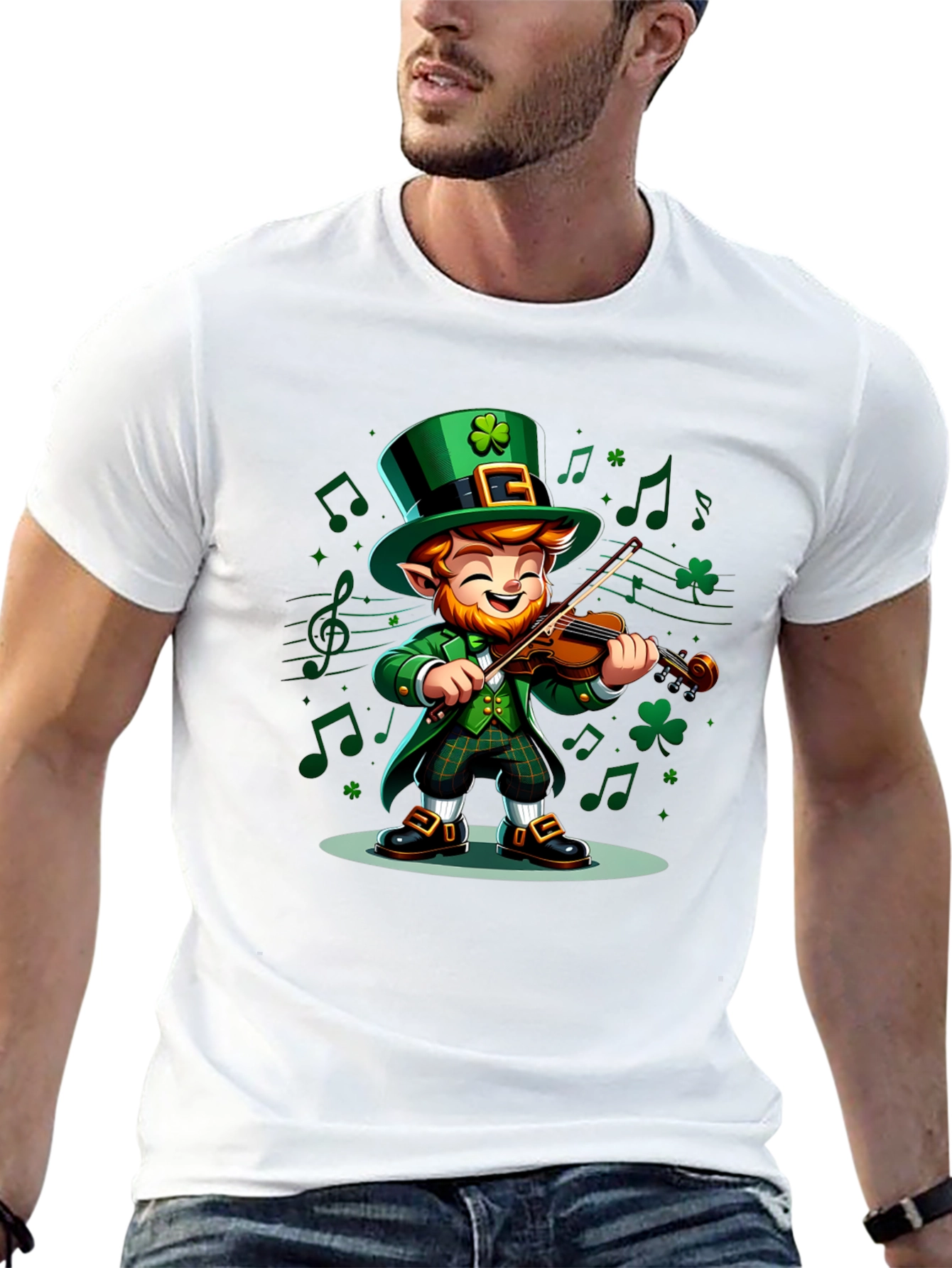 Leprechaun Musician Graphic Tee - St. Patricks Day Style