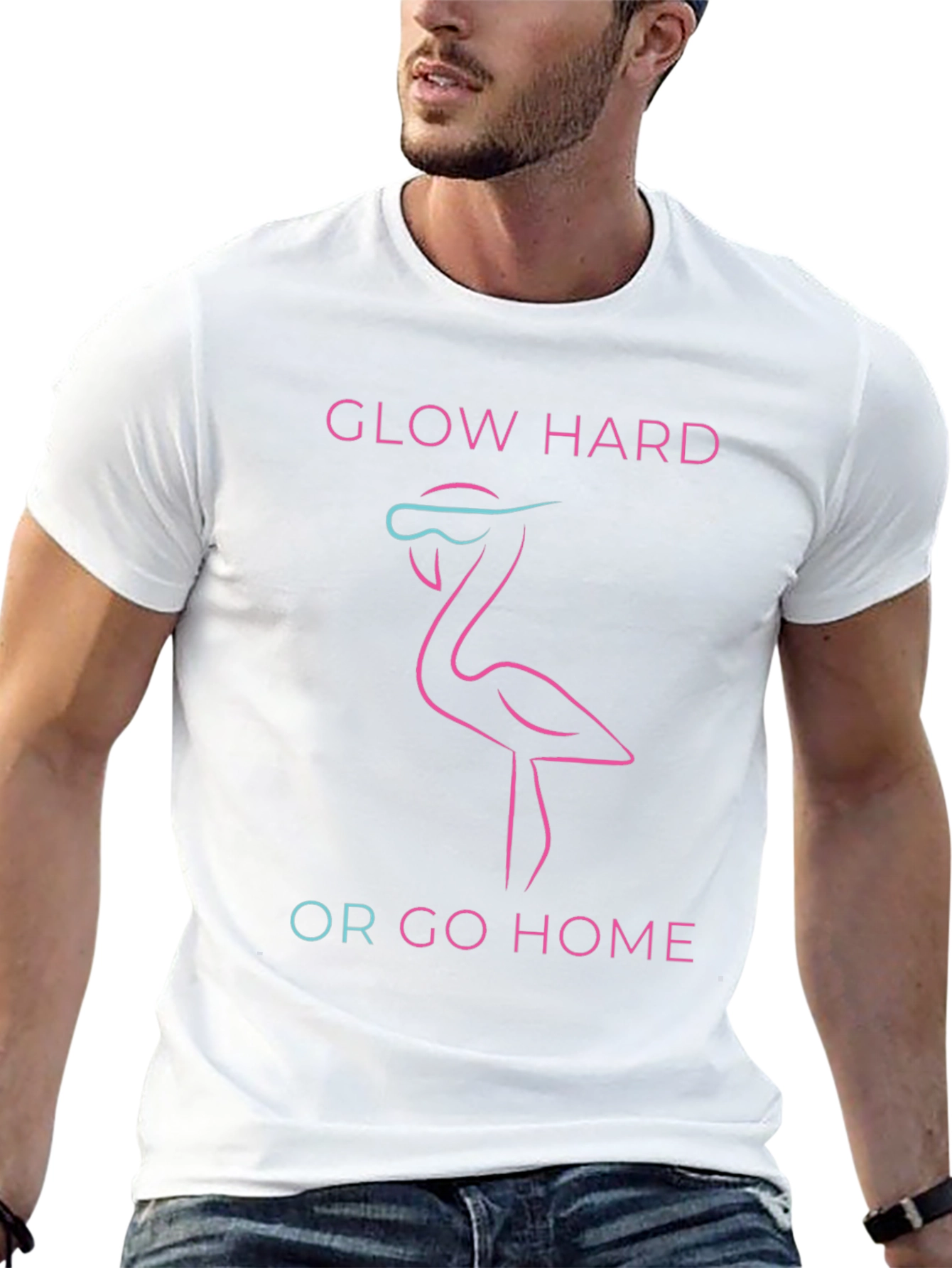 Glow Hard Flamingo Graphic Tee