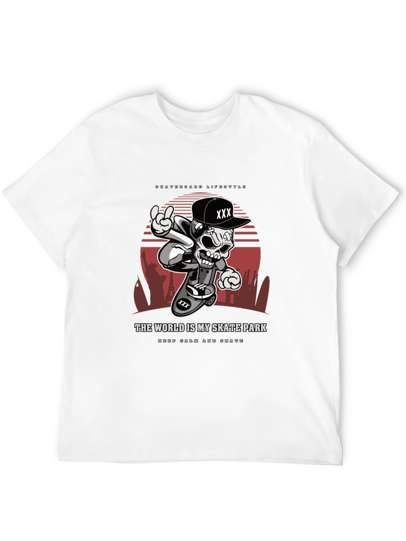 Skateboarding Lifestyle T-Shirt - Skull Design