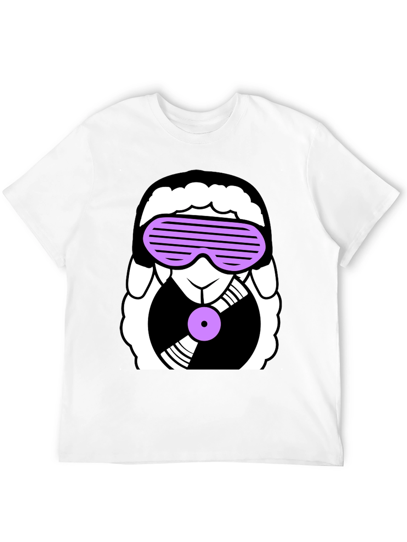 DJ Sheep Graphic Tee - Black Cotton T-Shirt