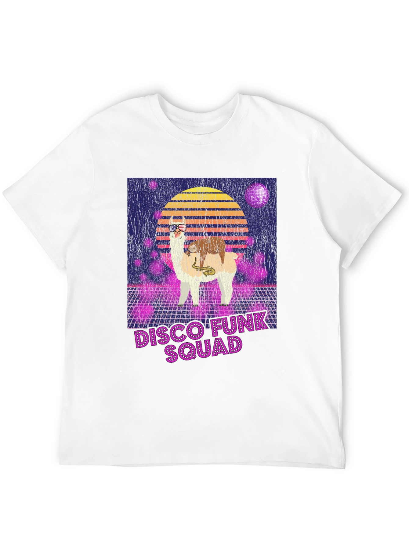Disco Funk Squad T-Shirt - Retro Llama Design