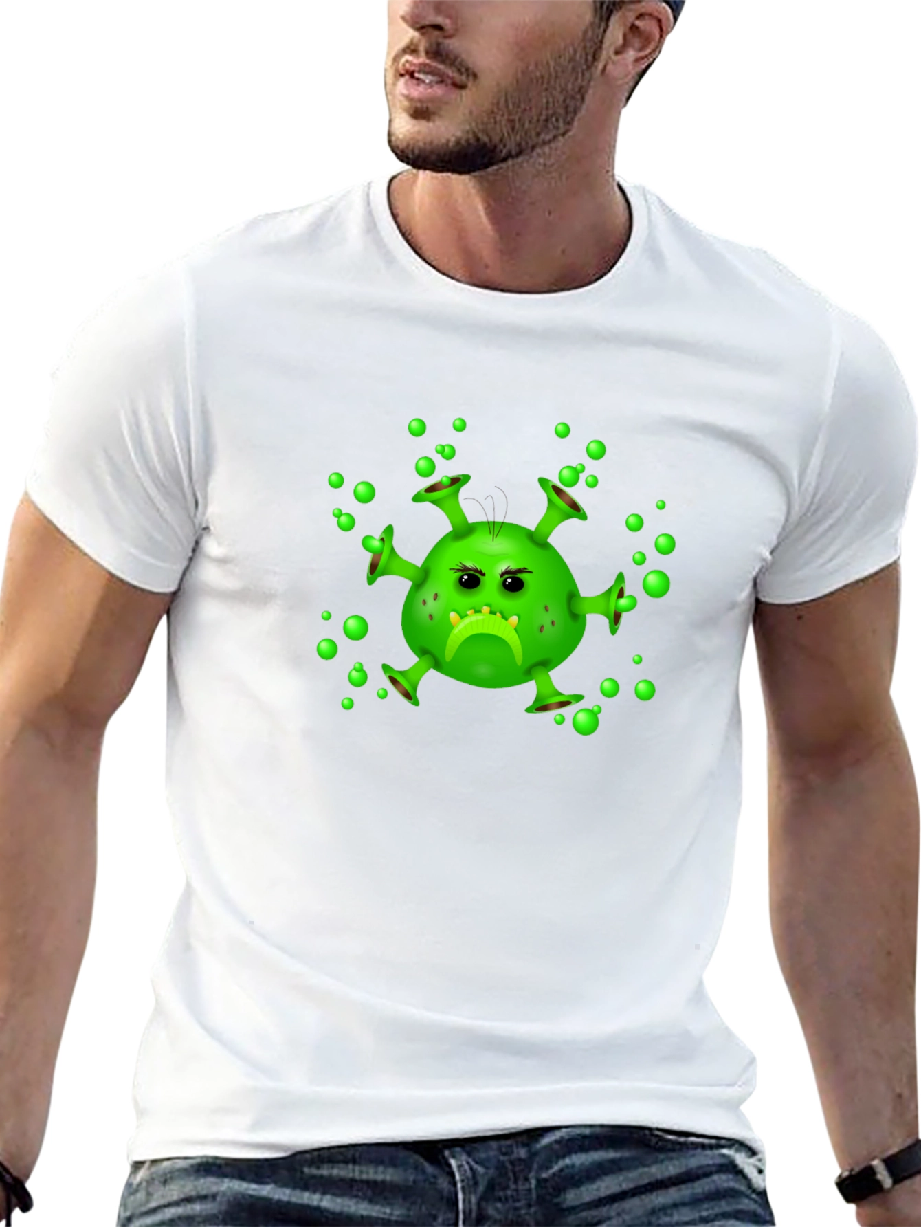 Funny Grumpy Virus Graphic Black T-Shirt
